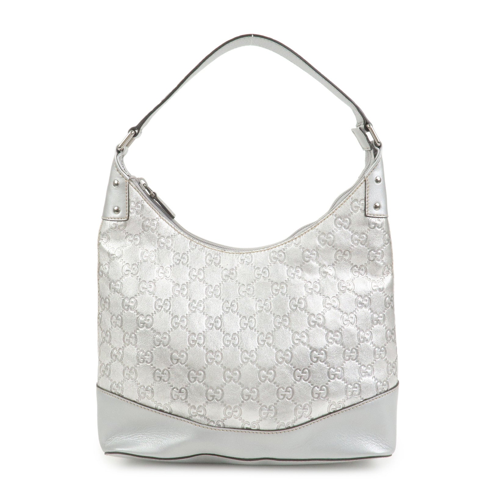 GUCCI Guccissima Leather Shoulder Bag Hand Bag Silver 239379