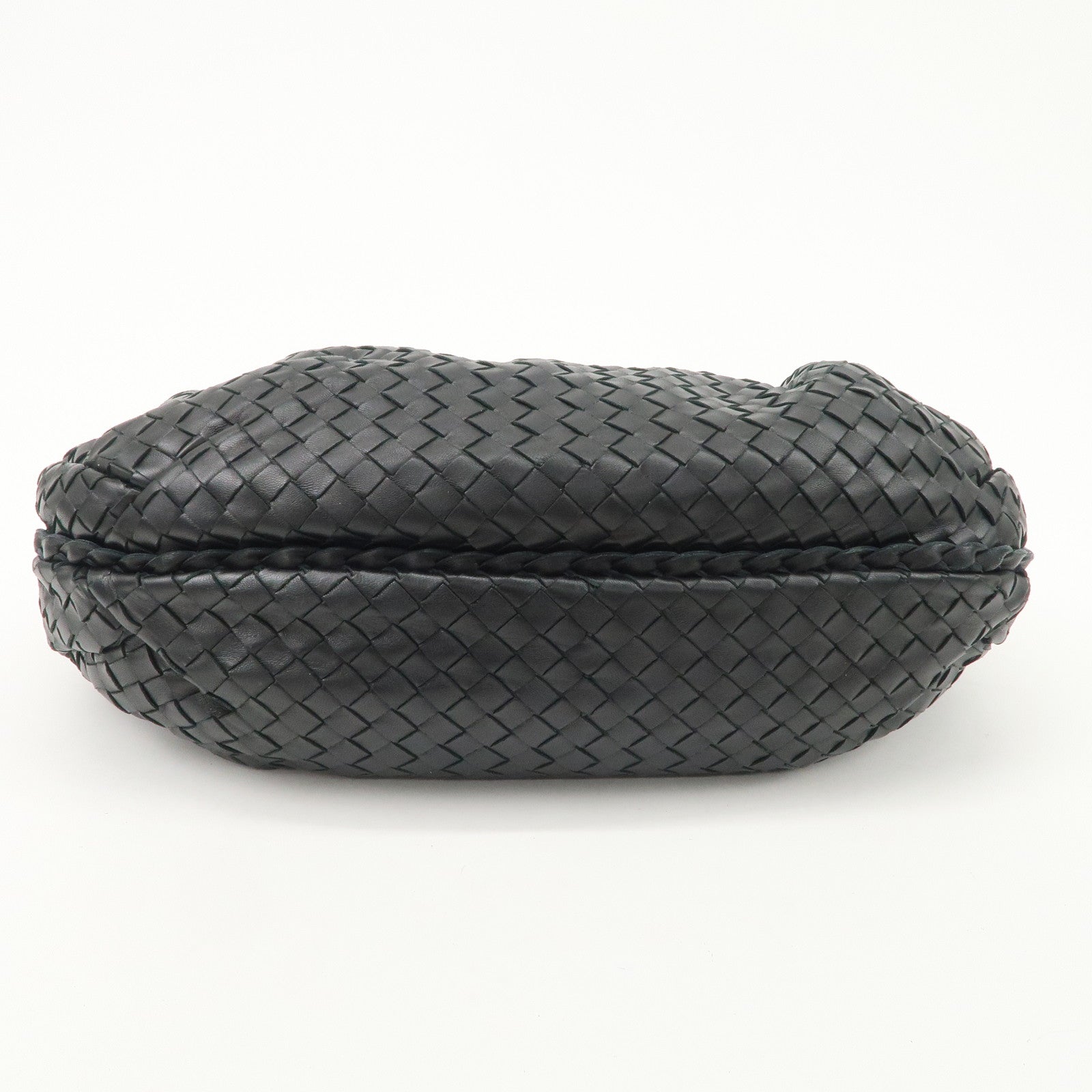 BOTTEGA VENETA Intrecciato Hobo Leather Shoulder Bag Black 232499