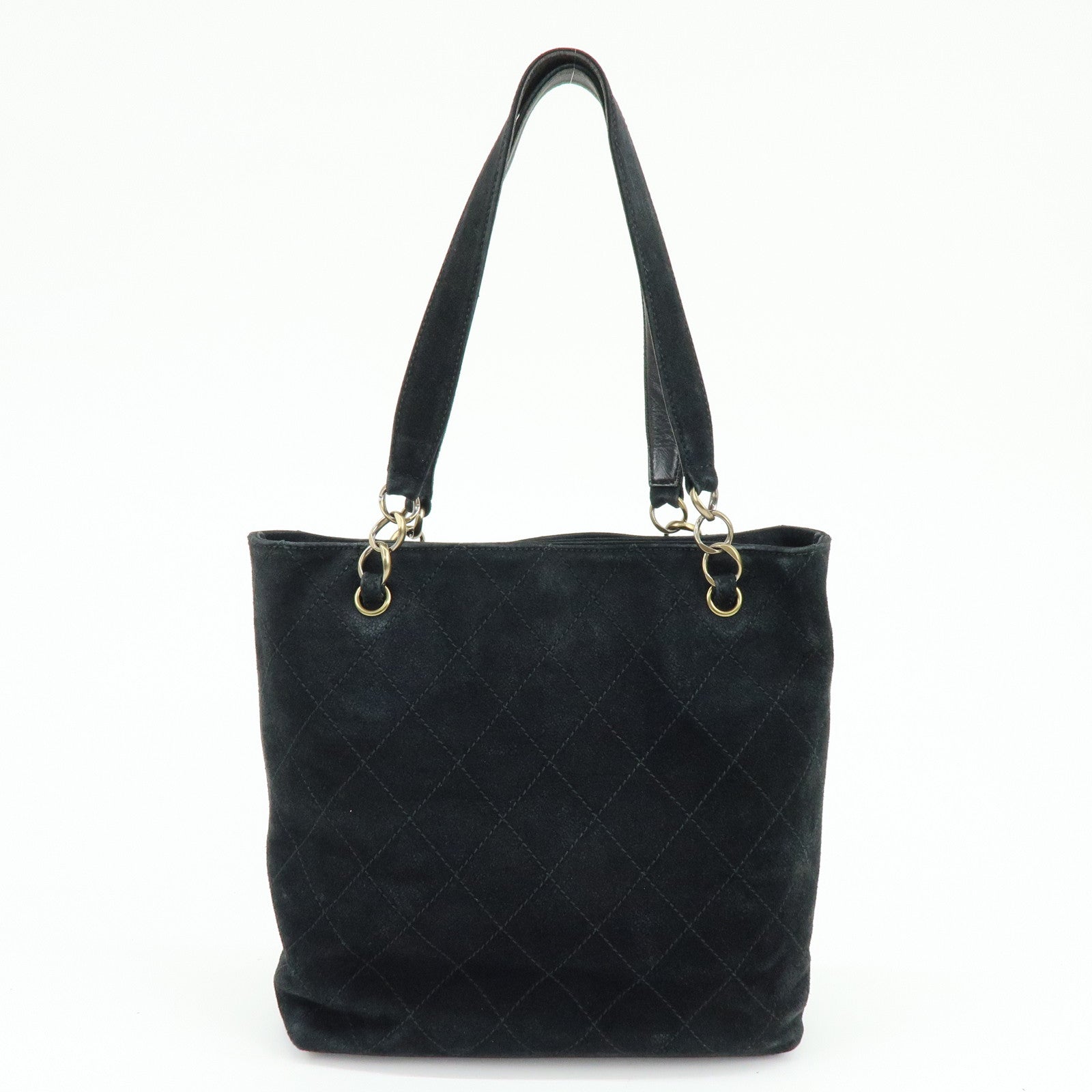 CHANEL Matelasse COCO Mark Suede Tote Bag Shoulder Bag Black