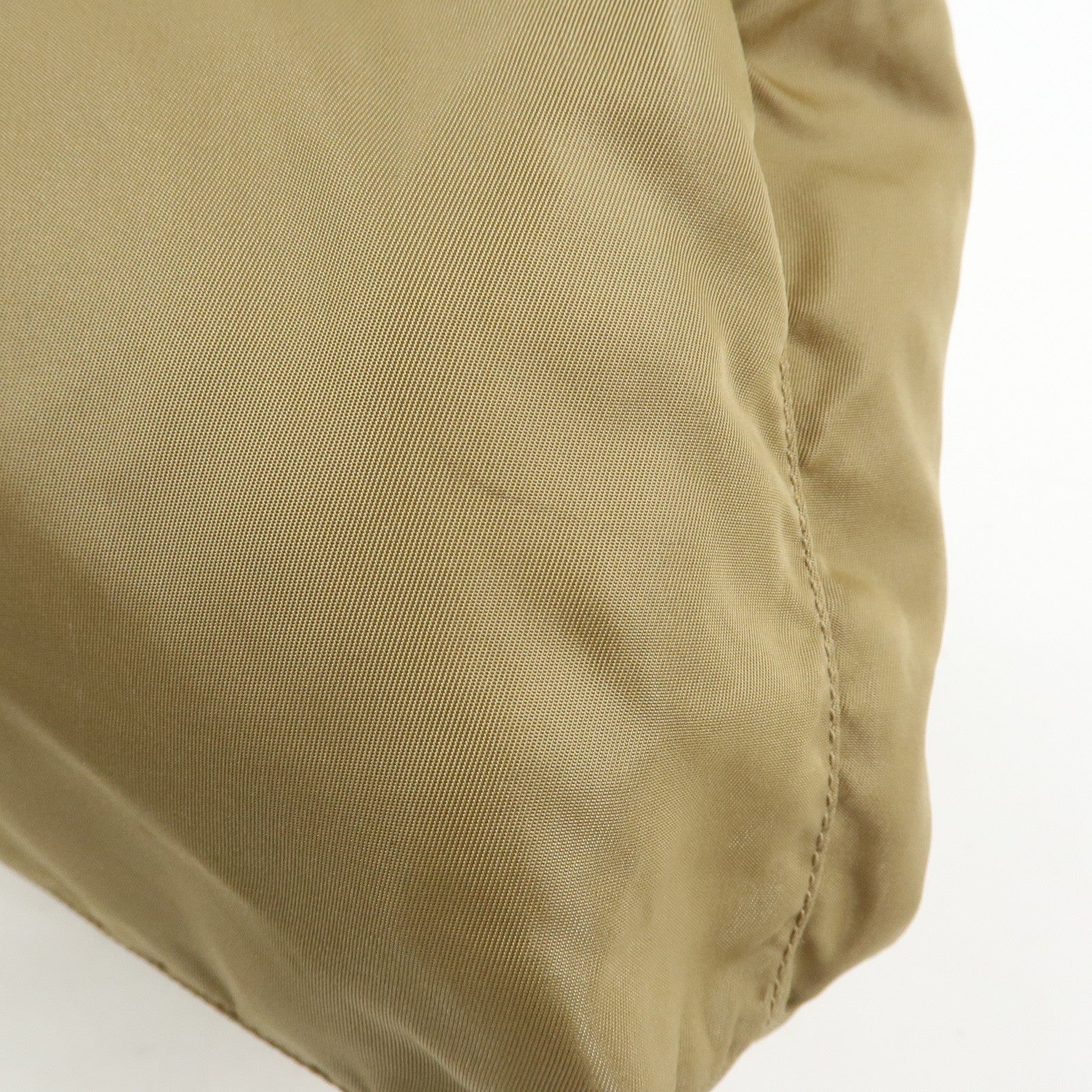 PRADA Triangle Logo Nylon Tote Bag Hand Bag Khaki Beige Brown