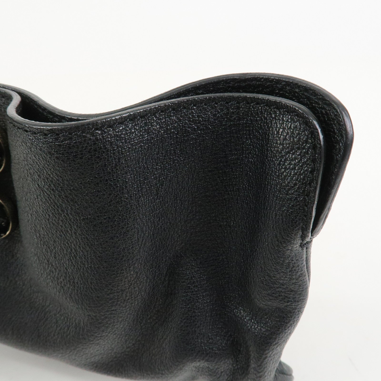 Chloe Leather Rhinestone Clutch Bag Hand Bag Black