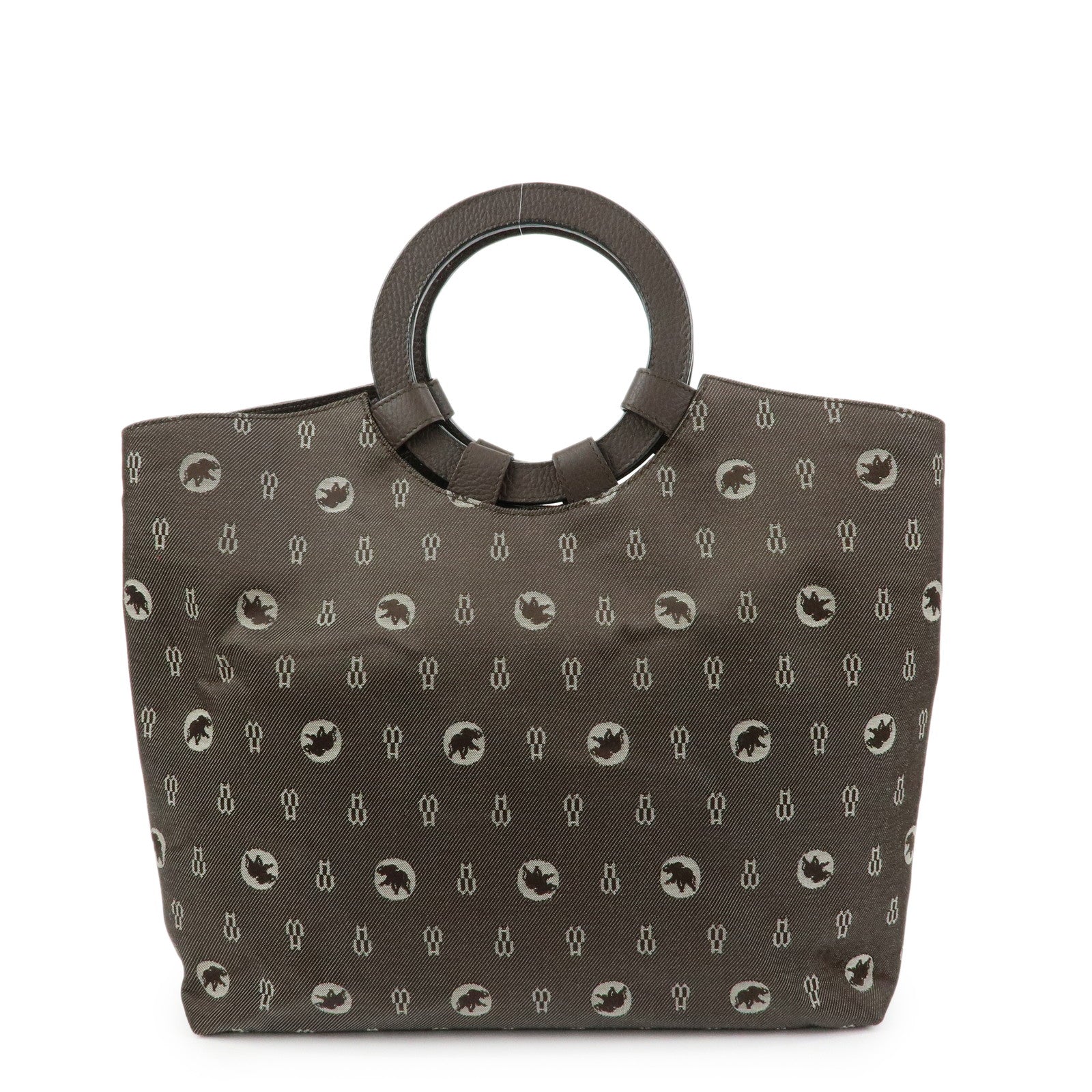 HUNTING WORLD Material Canvas Leather Hand Bag Tote Bag Dark Brown