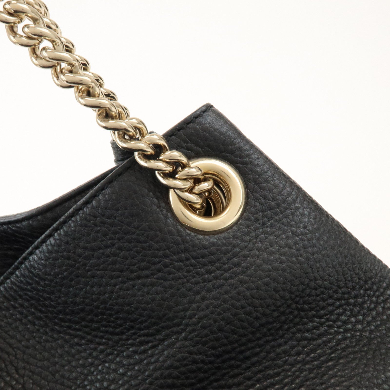 GUCCI SOHO Interlocking G Leather Chain Shoulder Bag Black 308982