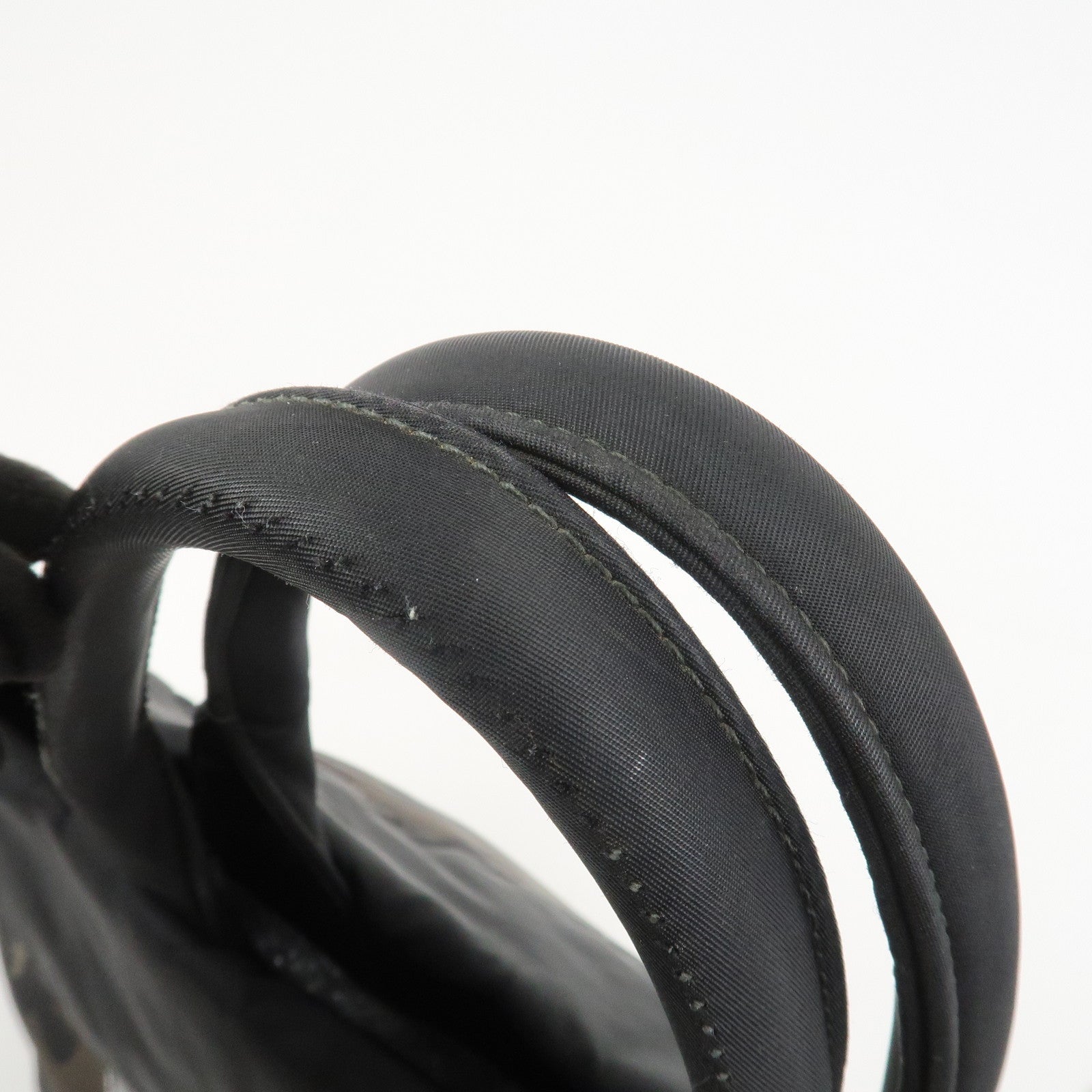 PRADATriangle Logo Nylon 2Way Hand Shoulder Bag Black Khaki BN1959