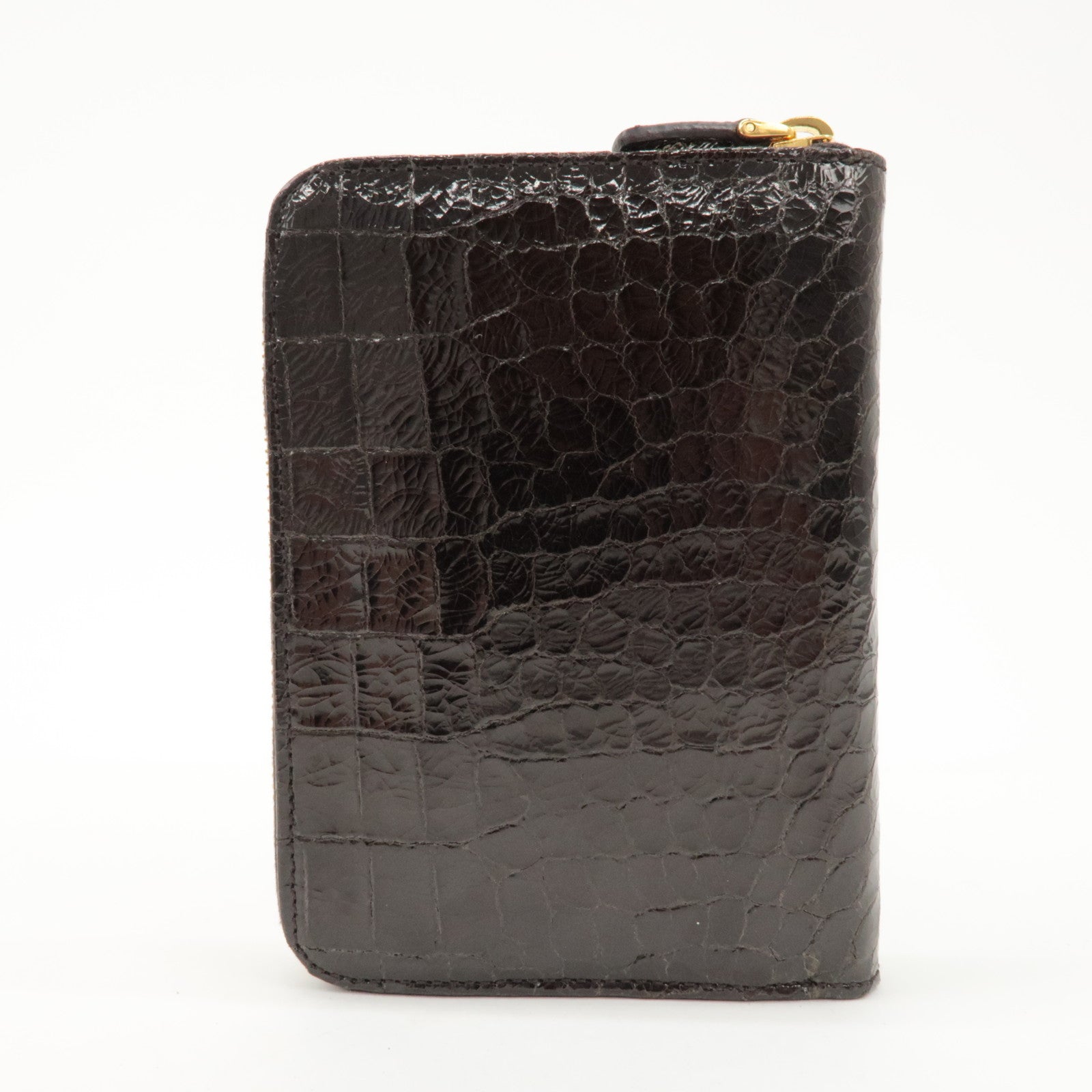 MIU MIU Logo Leather Agenda Panner Cover Gold HDW Black Used