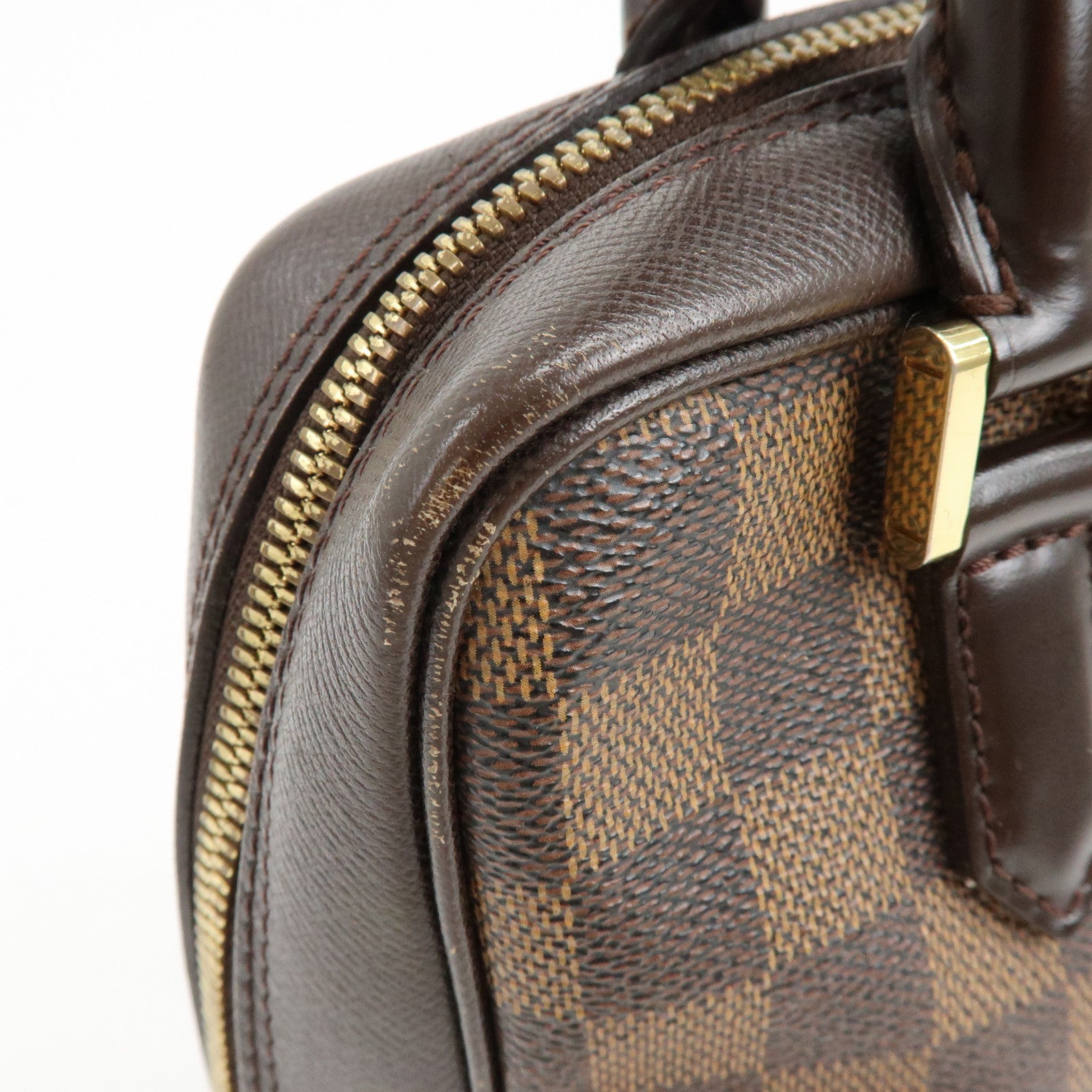 Louis Vuitton Damier Canvas Leather Triana Hand Bag Ebene N51155