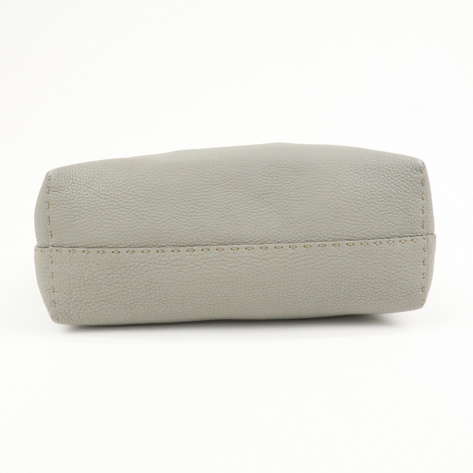 FENDI Selleria Carla Leather Tote Bag Shoulder Bag Gray 8BH257