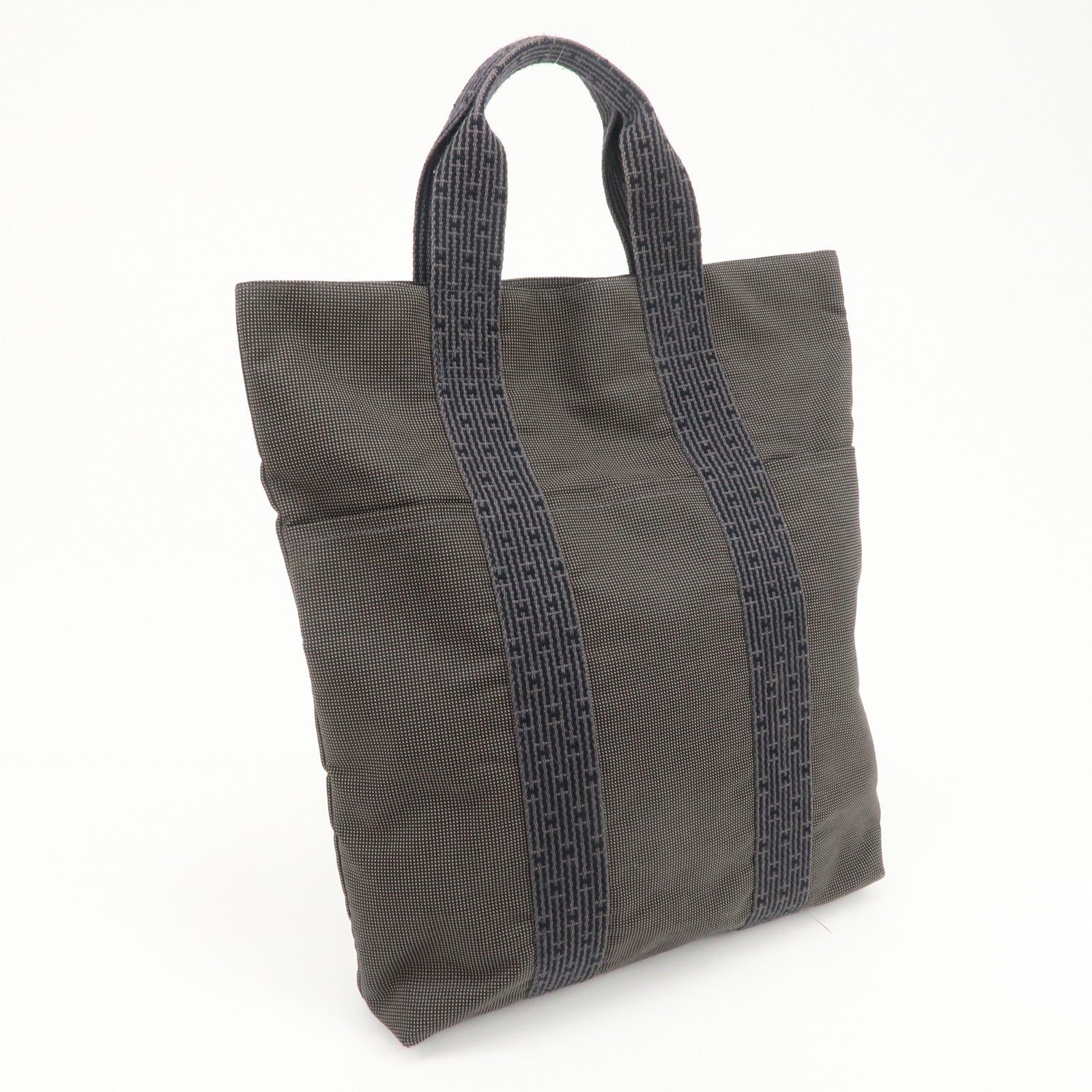 HERMES Herline Cabas Canvas Tote Bag Hand Bag Black