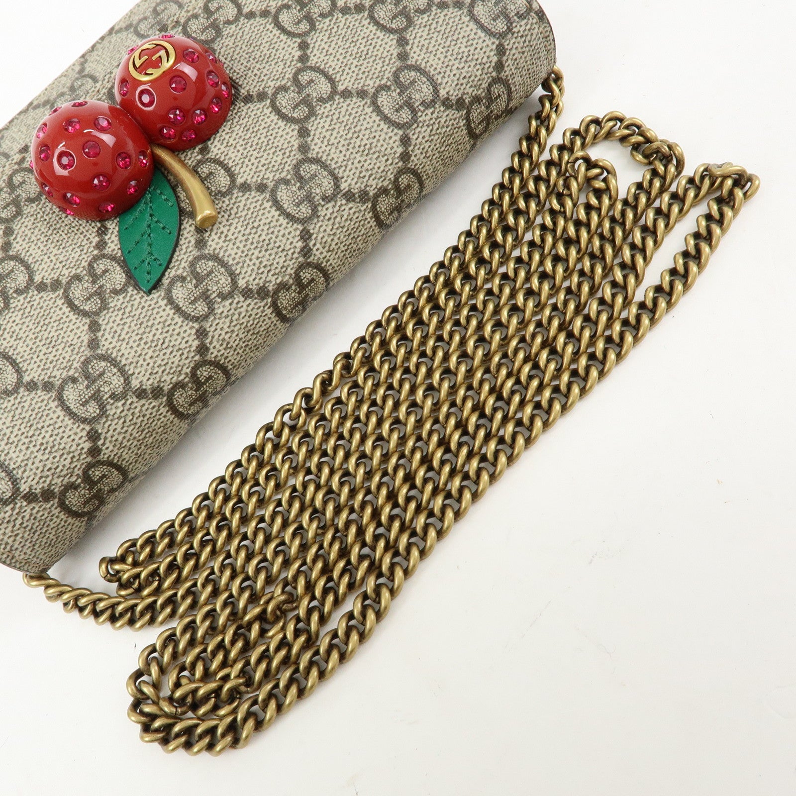 GUCCI Interlocking G Cherry GG Supreme Chain Shoulder Bag 481291
