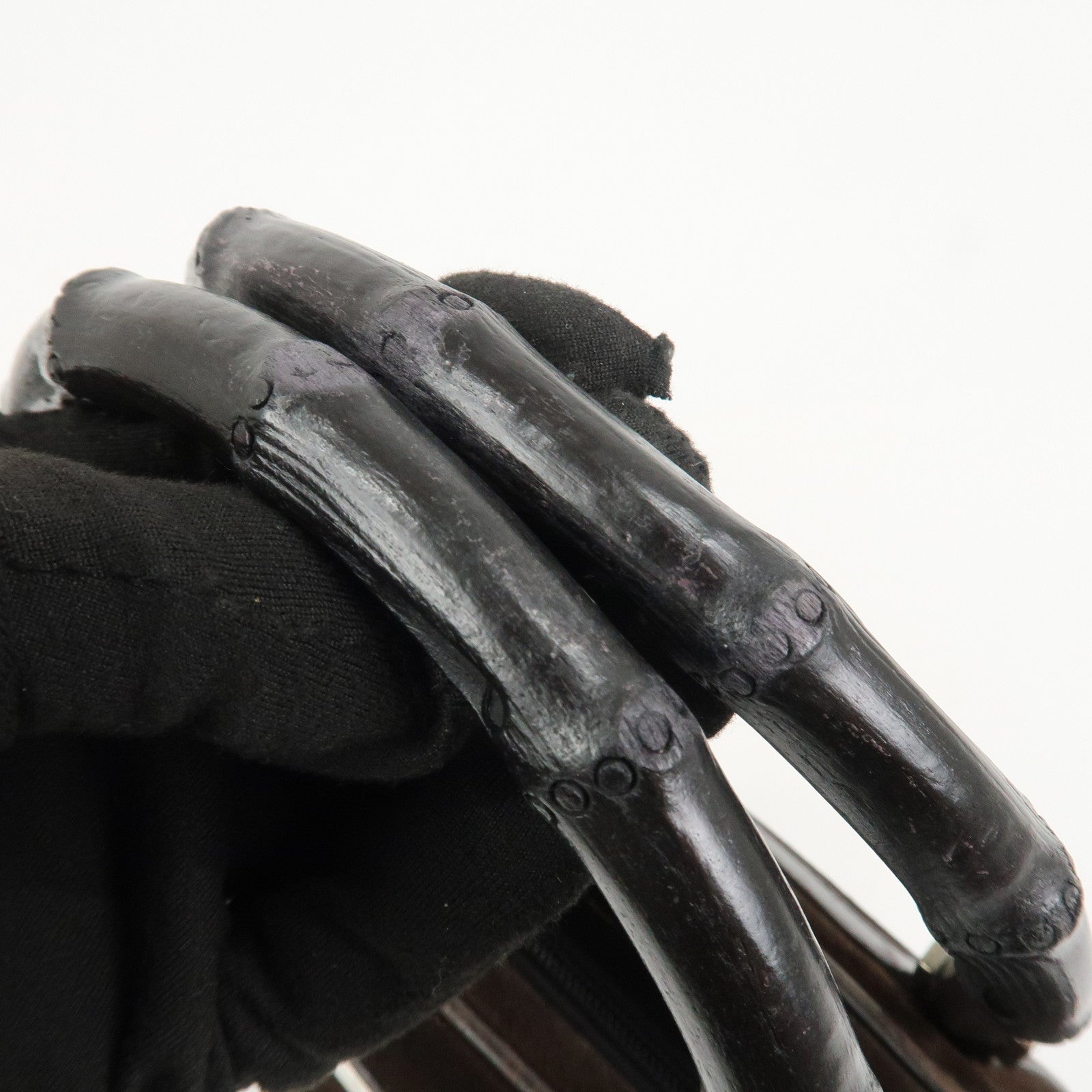 GUCCI Bamboo Suede Leather Hand Bag Dark Brown 002.1084