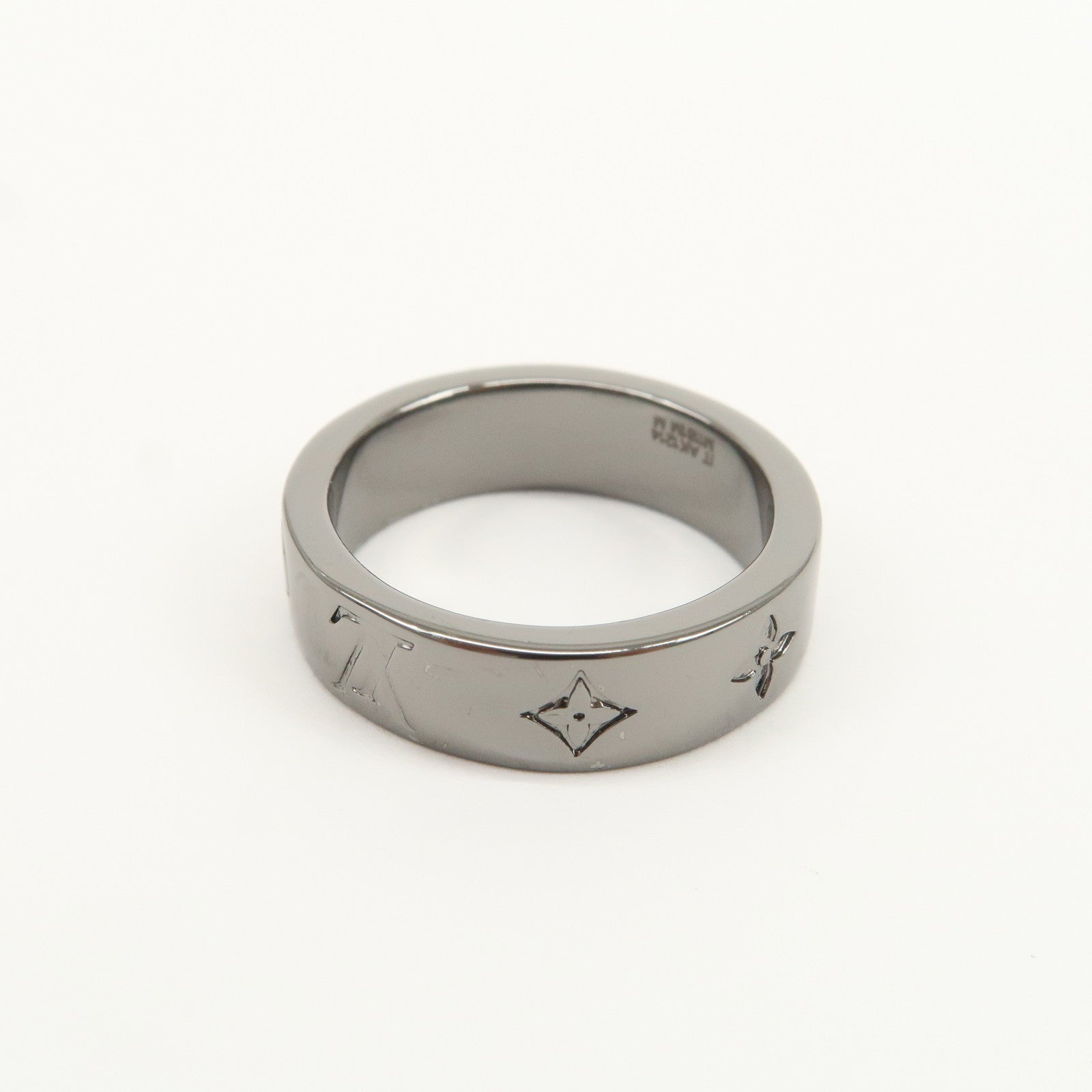 Louis Vuitton Monogram Mosaic Thin Ring Metal M Black Silver M1181