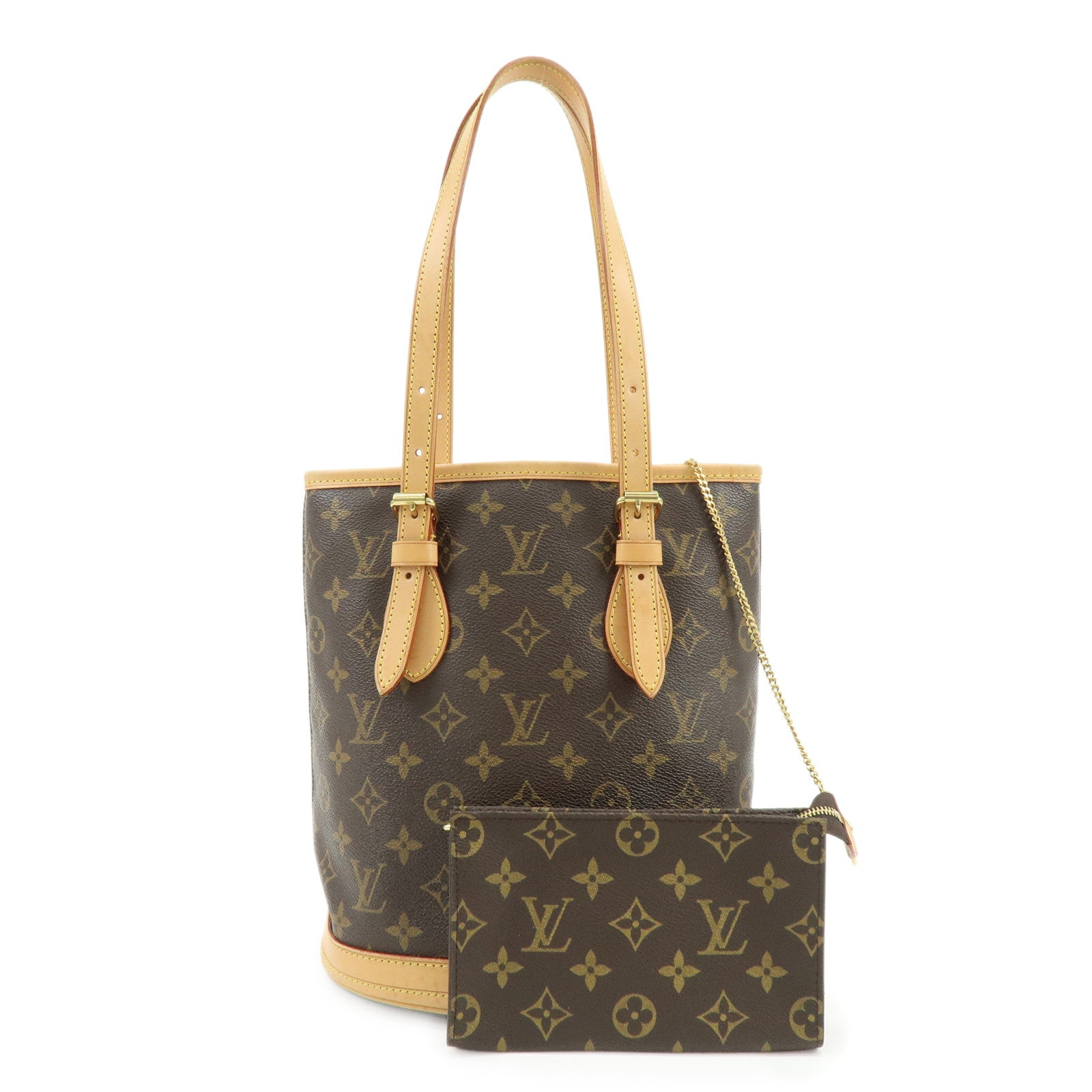 Louis Vuitton Monogram Canvas Bucket PM Hand Bag Brown M42238