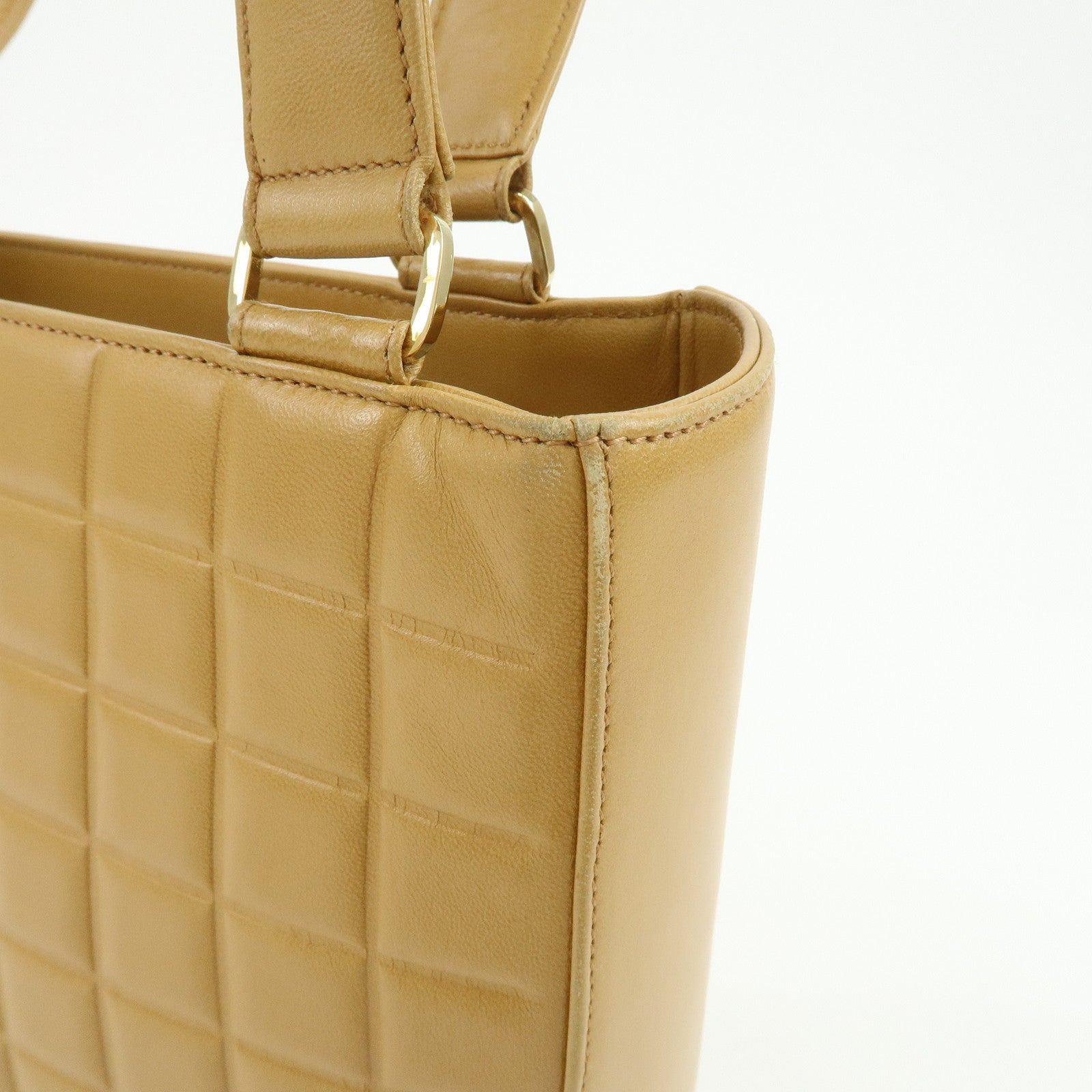 CHANEL Chocolate Bar Lamb Skin Tote Bag Hand Bag Beige A17809