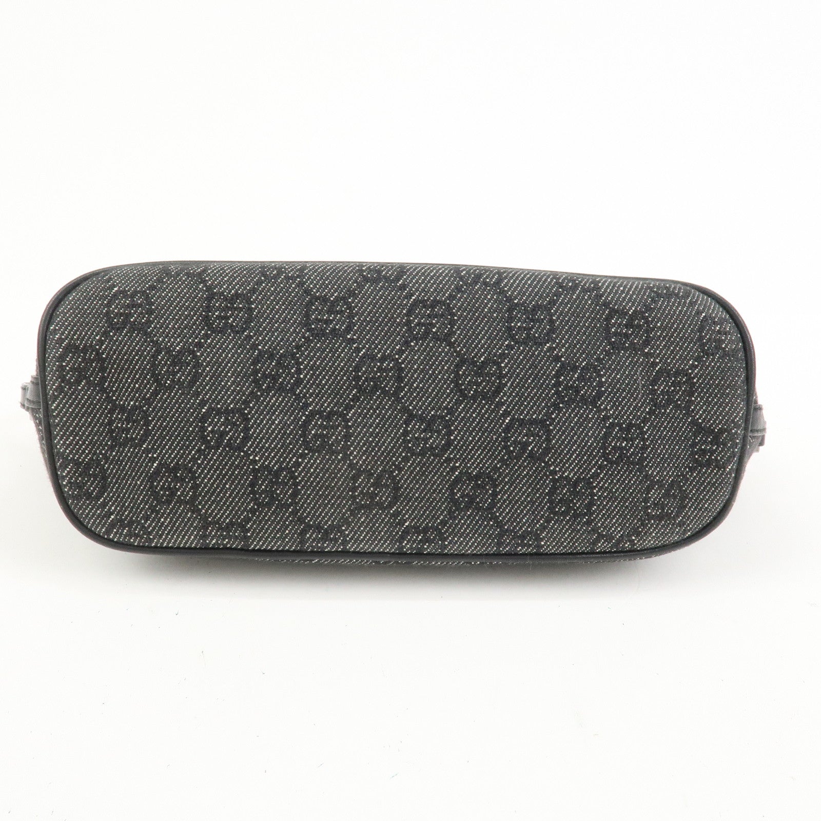 GUCCI Boat Bag GG Canvas Leather Accessory Pouch Black 07198