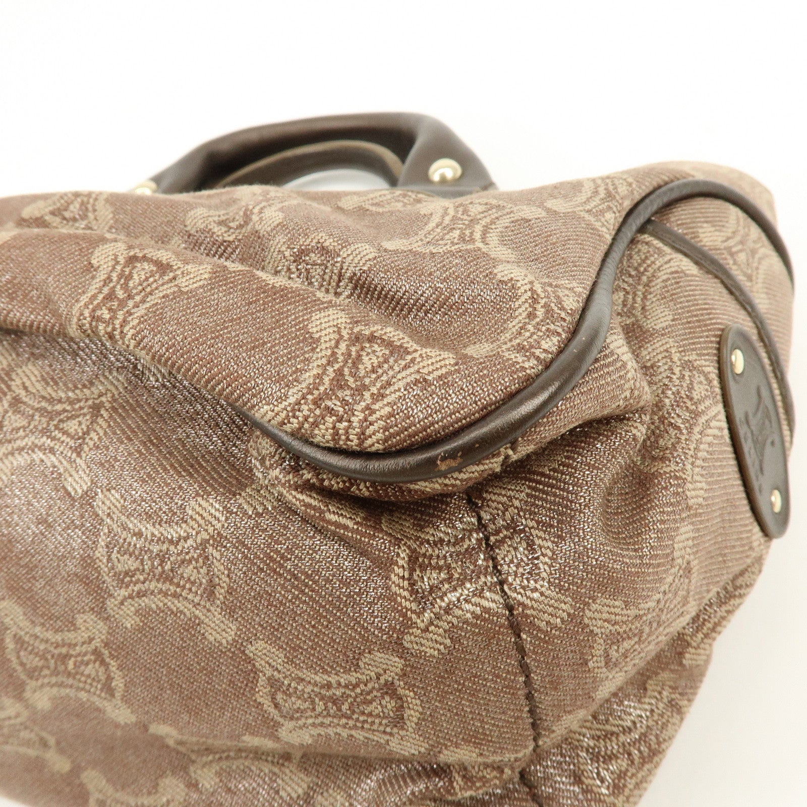 CELINE Macadam Canvas Leather Boogie Bag Hand Bag Brown