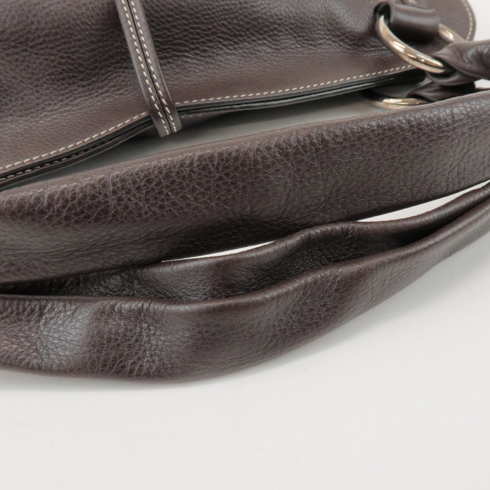 CELINE Bittersweet Leather Shoulder Bag Hand Bag Dark Brown