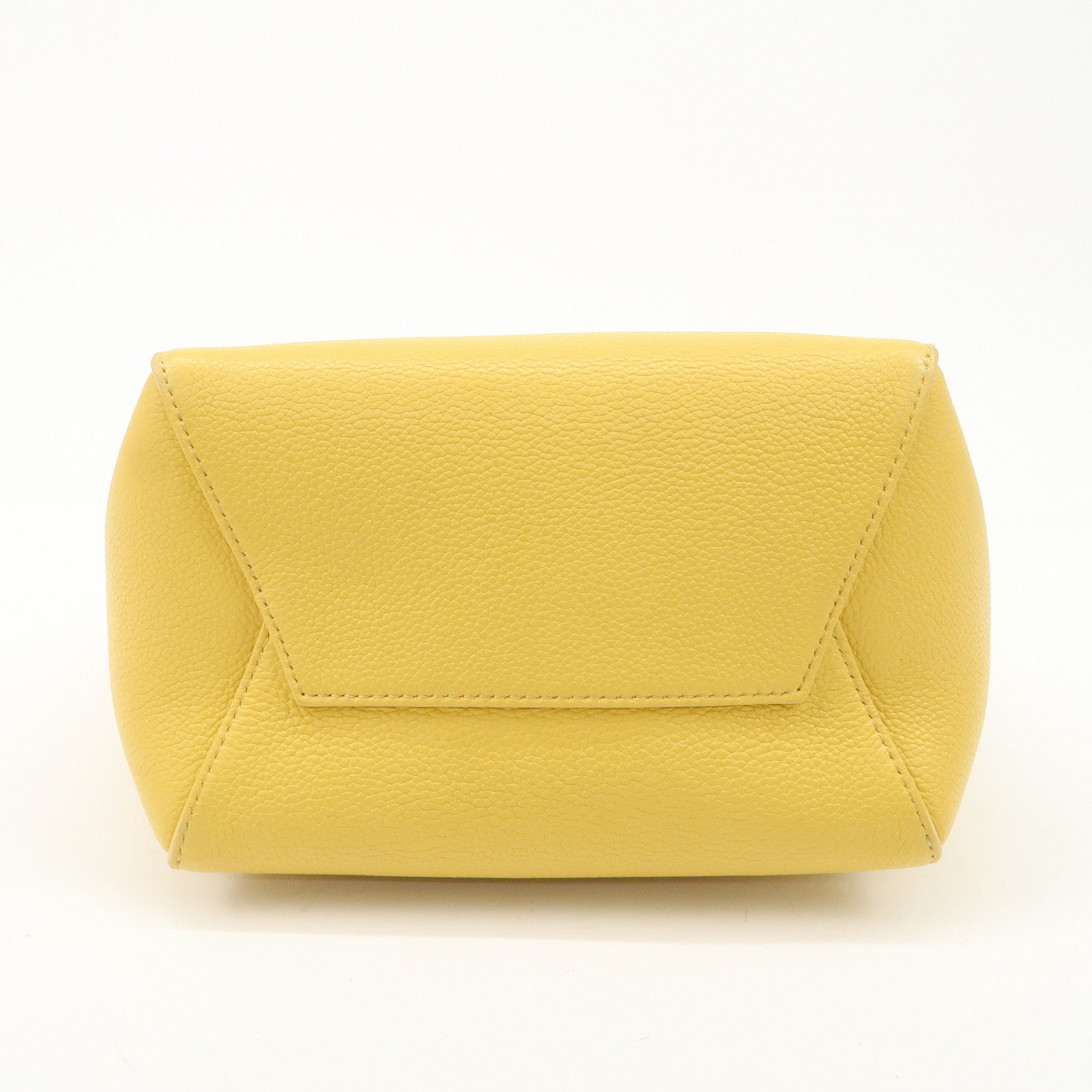 CELINE Leather Sangle Bucket Shoulder Bag Hand Bag Yellow