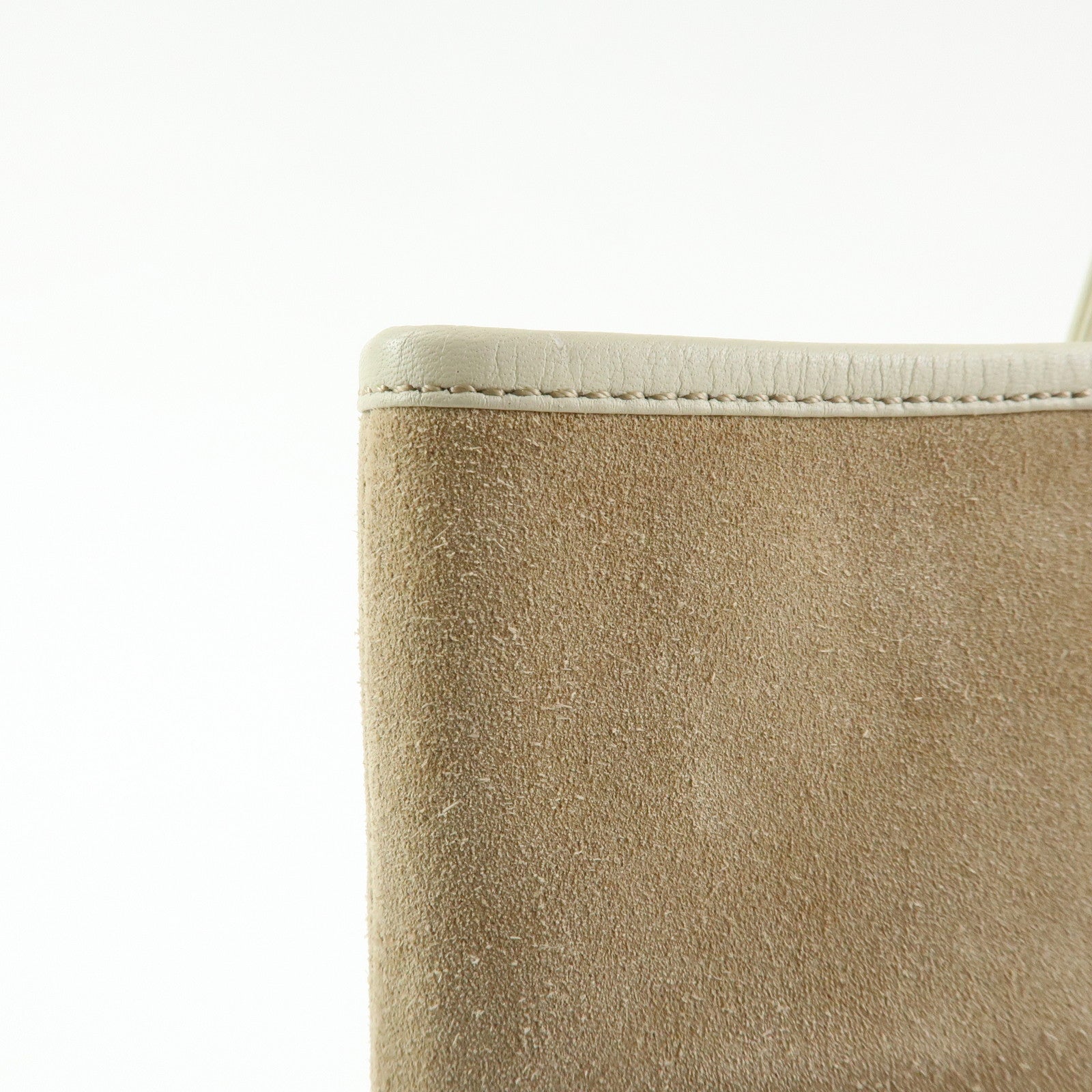 LOEWE Anagram Suede Leather Tote Bag Hand Bag Beige White