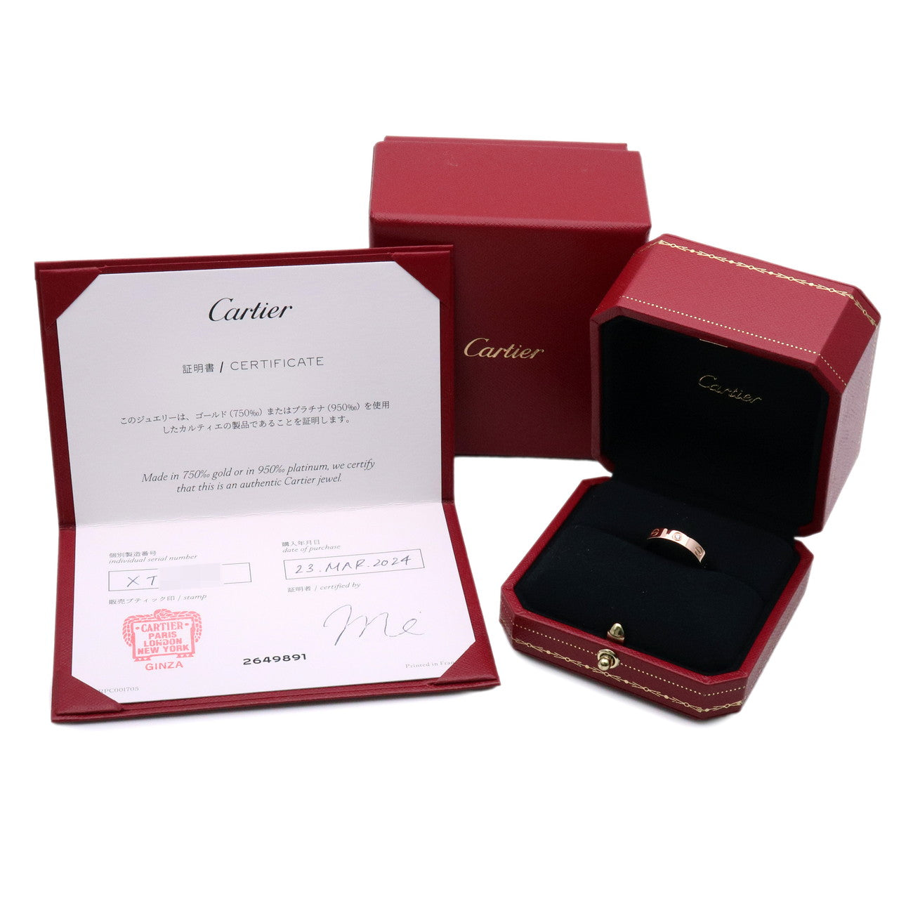 Cartier Mini Love Ring 1P Diamond #52 K18 750PG Rose Gold US6-6.5