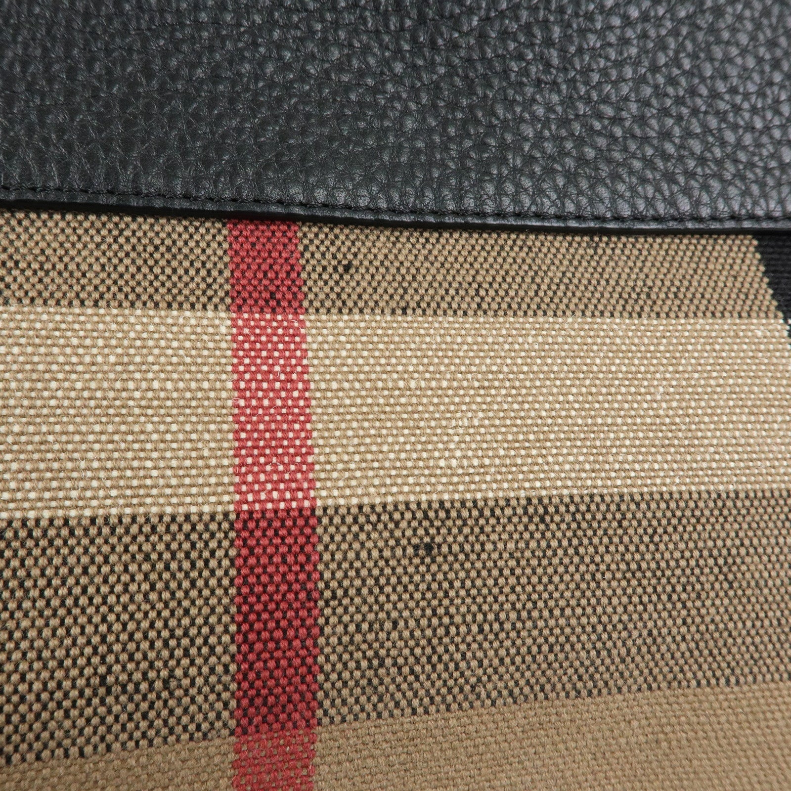 BURBERRY Nova Plaid Canvas Leather Shoulder Bag Beige Black