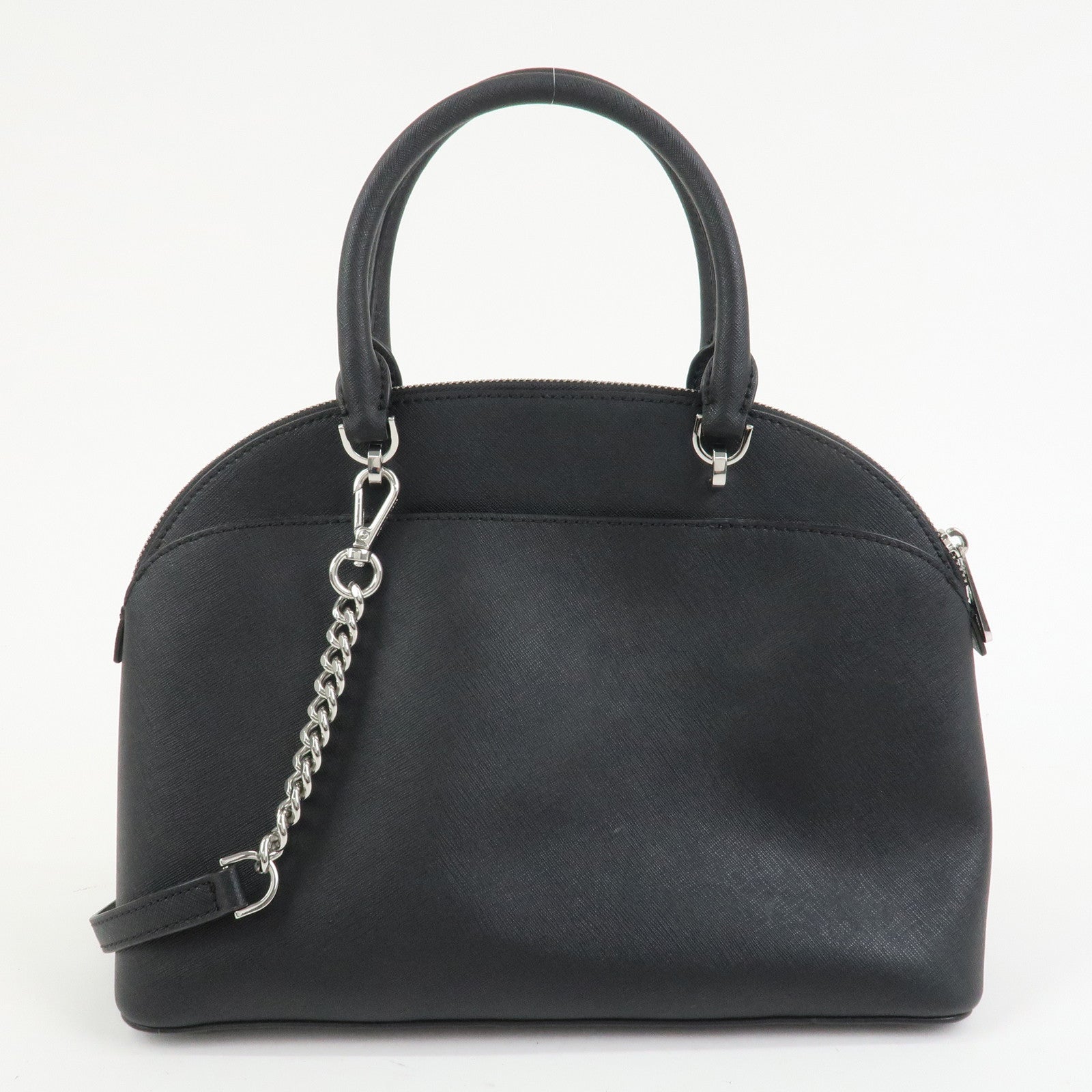 MICHAEL KORS Leather 2 Way Shoulder Bag Hand Bag Black Silver