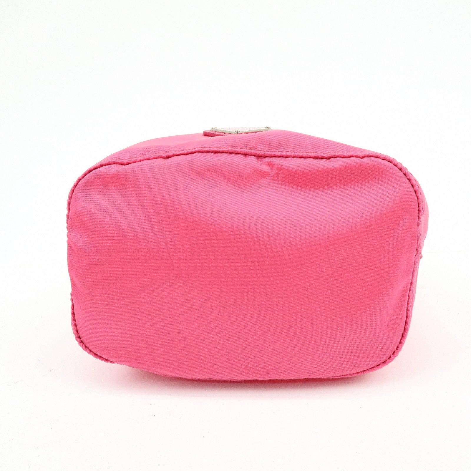 PRADA Triangle Logo Nylon Leather Drawstring Pouch Pink 1N0369