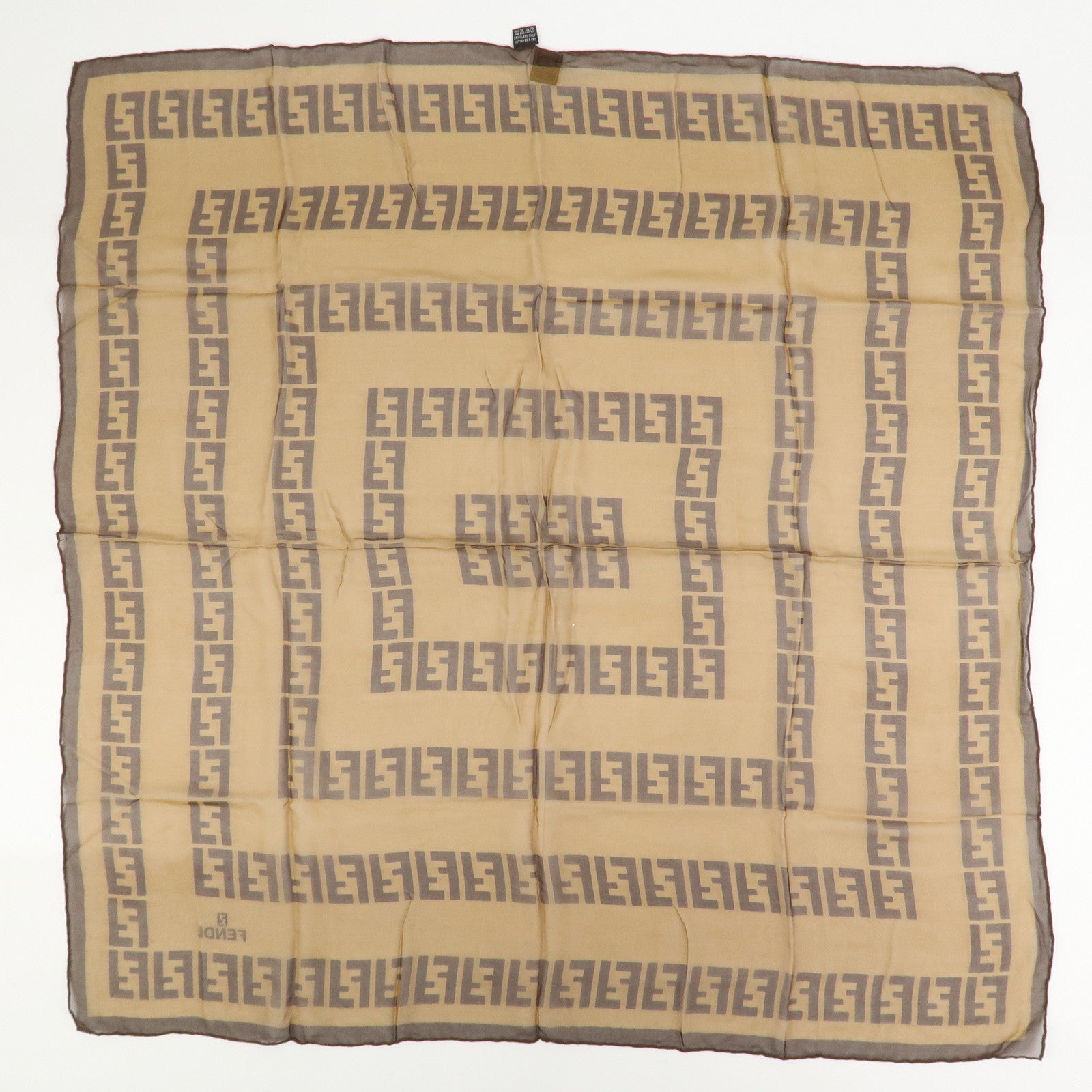 FENDI Zucca Logo Silk 100% Scarf Brown