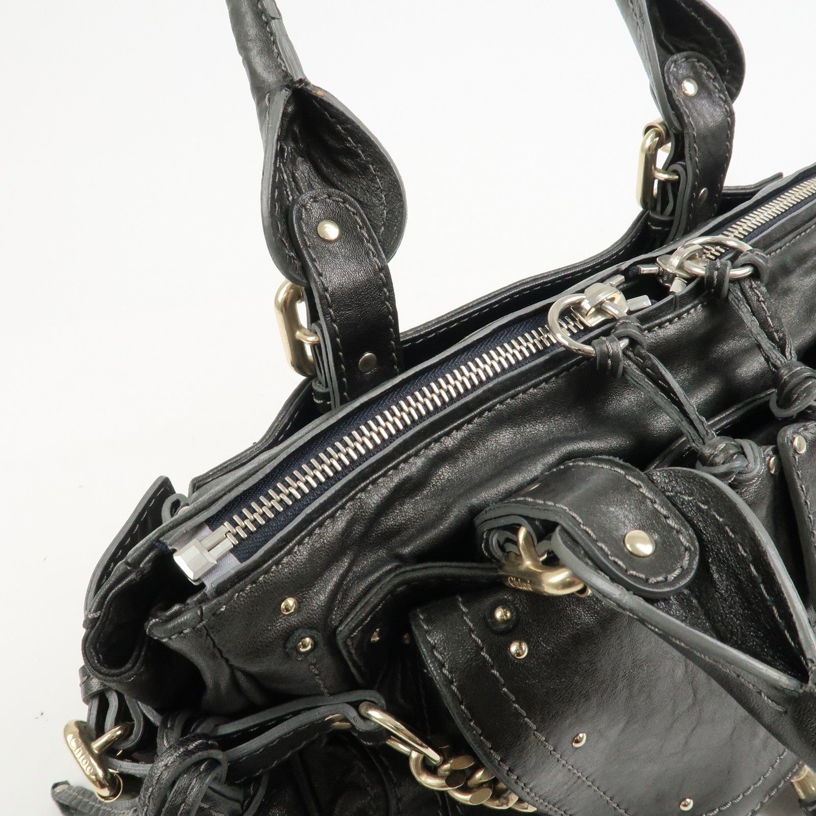 Chloe Paddington Leather Hand Bag Shoulder Bag Black