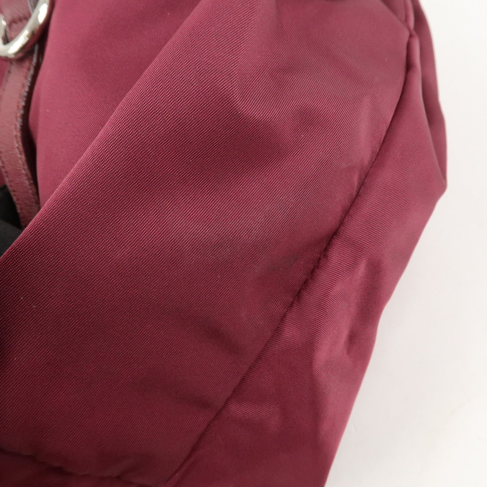 PRADA Triangle Nylon Leather Tote Bag Shoulder Bag Bordeaux
