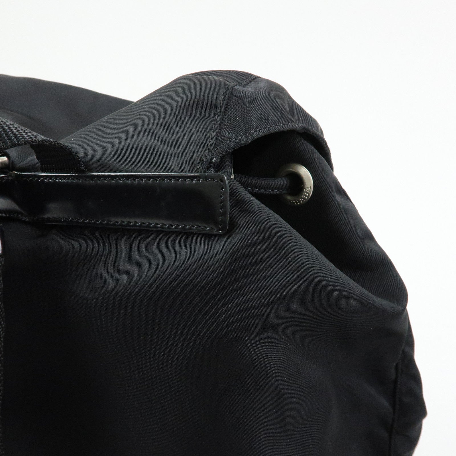 PRADA Triangle Logo Nylon Leather Backpack Rucksuck Black