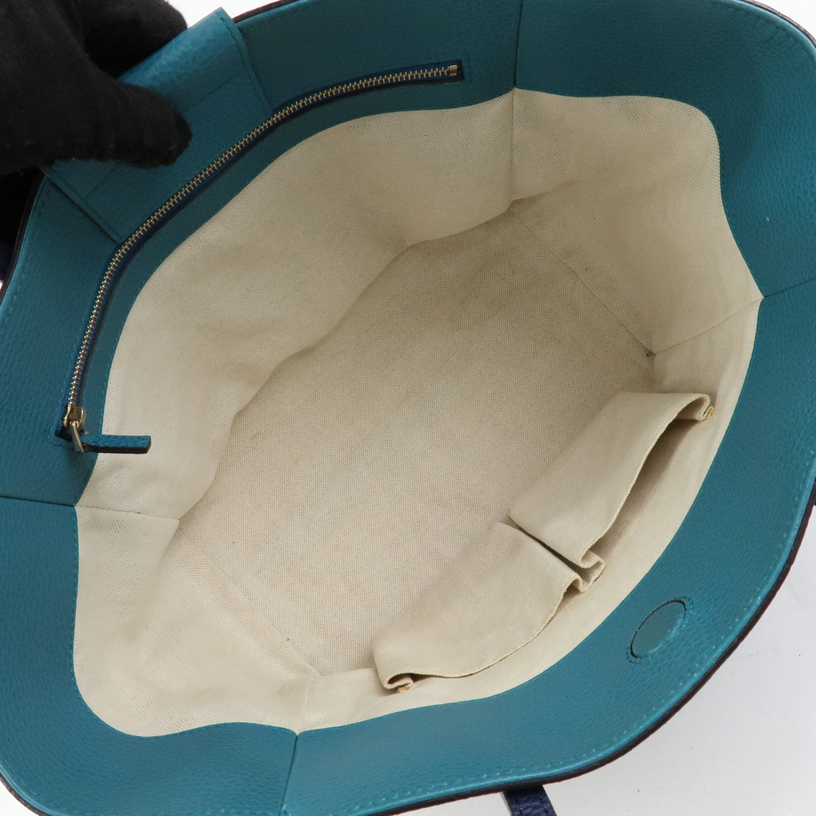 GUCCI Swing Leather Tote Bag Shoulder Bag Navy 354408