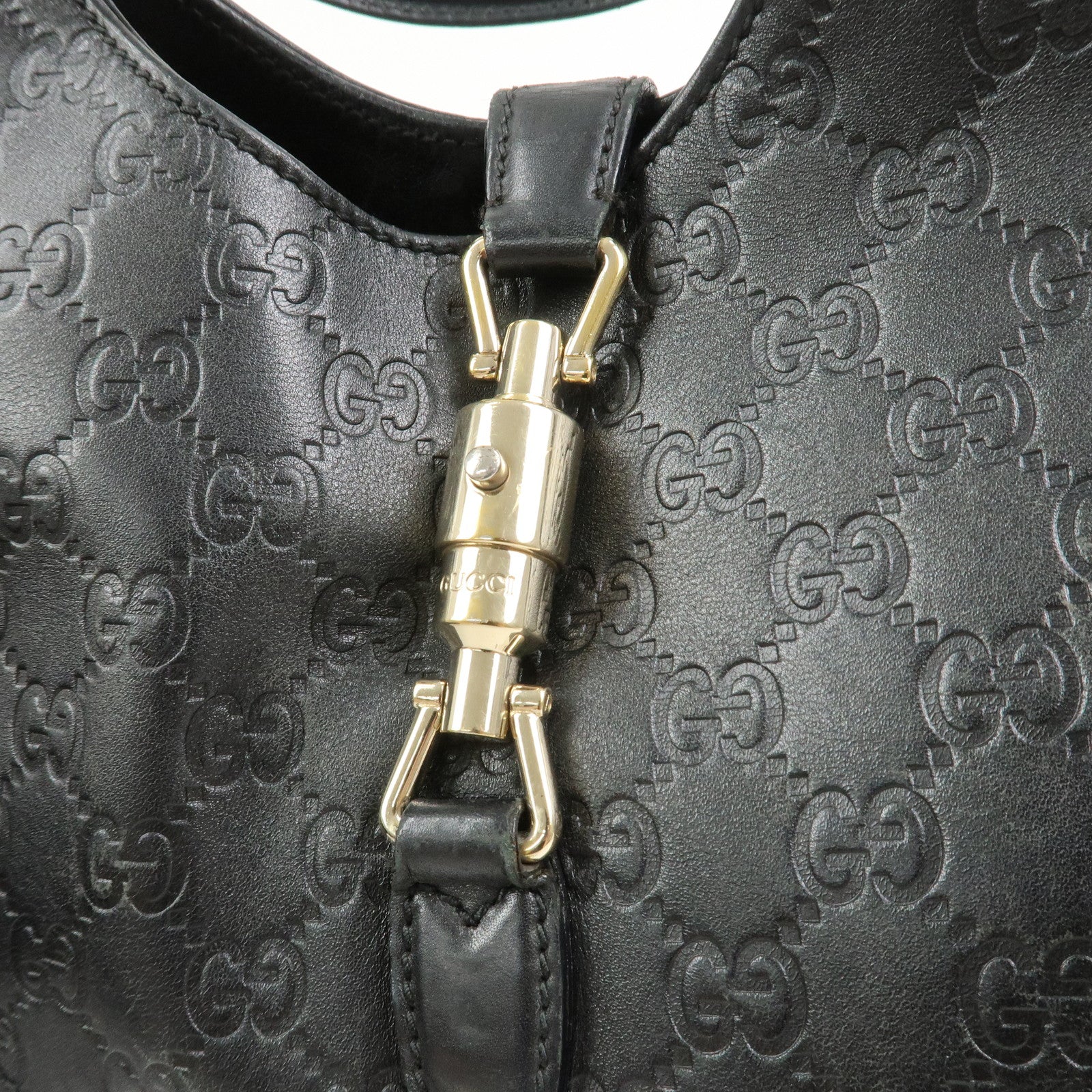 GUCCI New Jackie Guccissima Shoulder Bag Hand Bag Black 145819