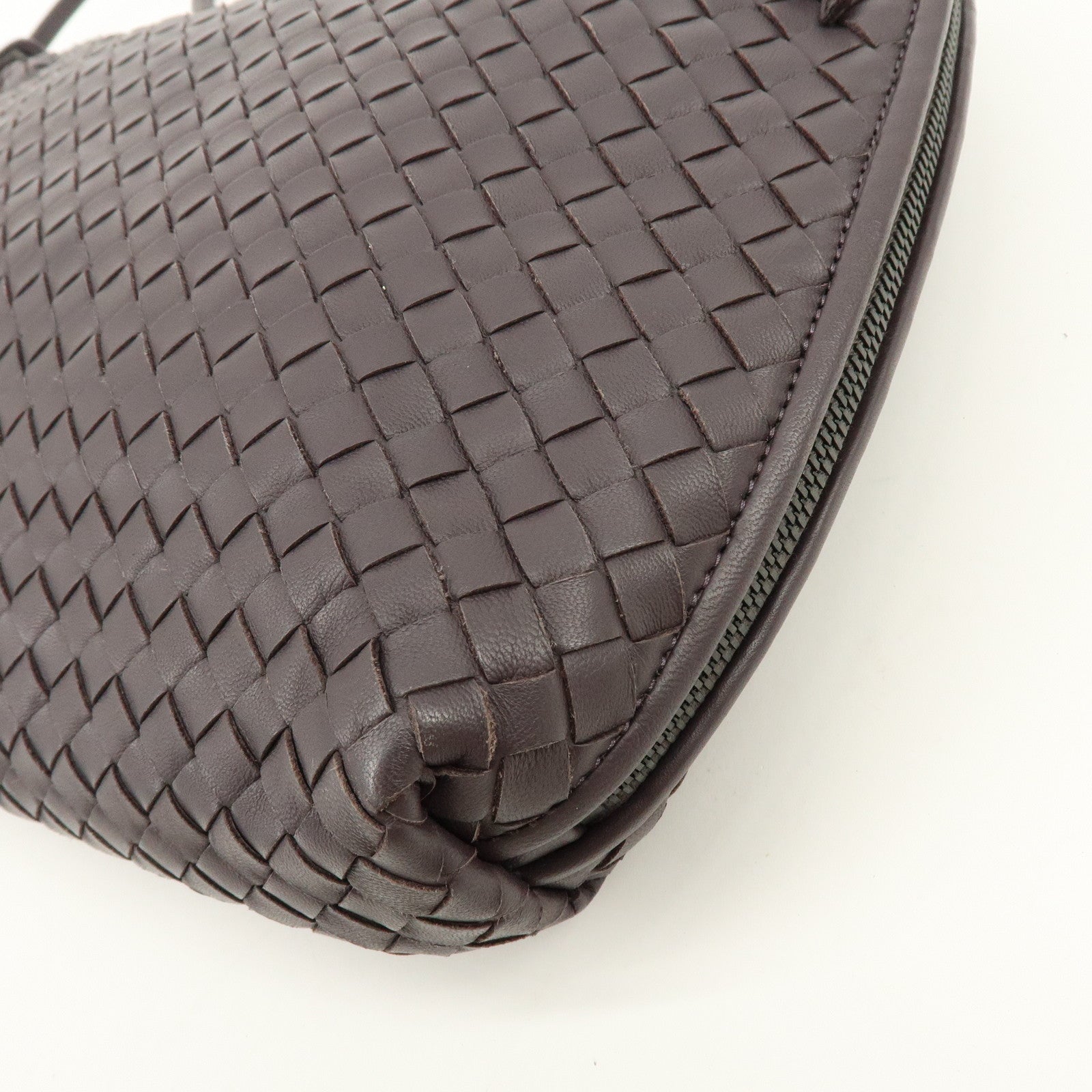 BOTTEGA VENETA Intrecciato Leather Shoulder Bag Brown 245355