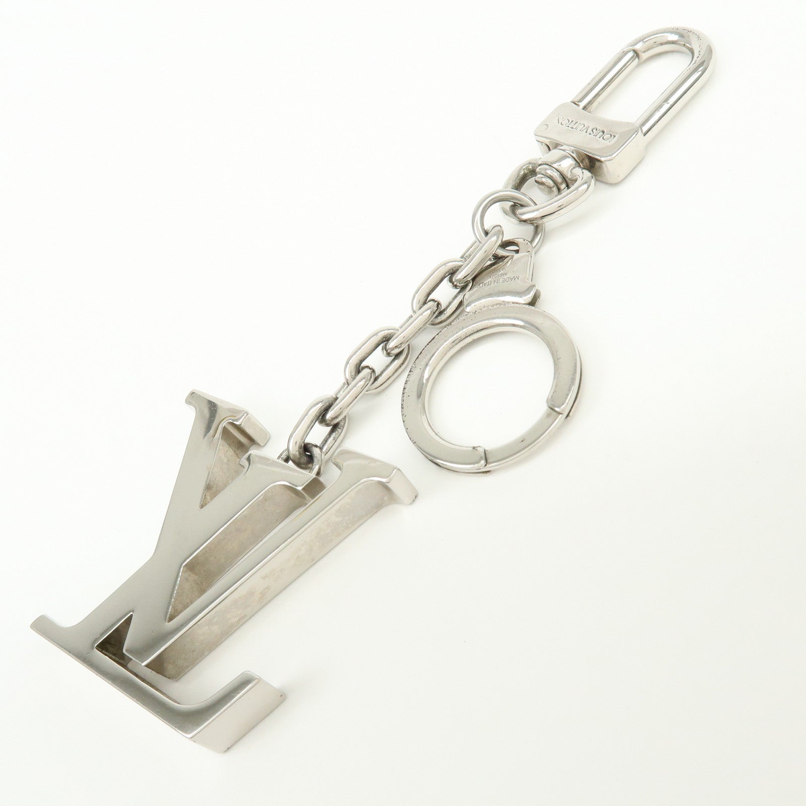 Louis Vuitton Porte Cles Initials LV Metal Bag Charm Silver M65071