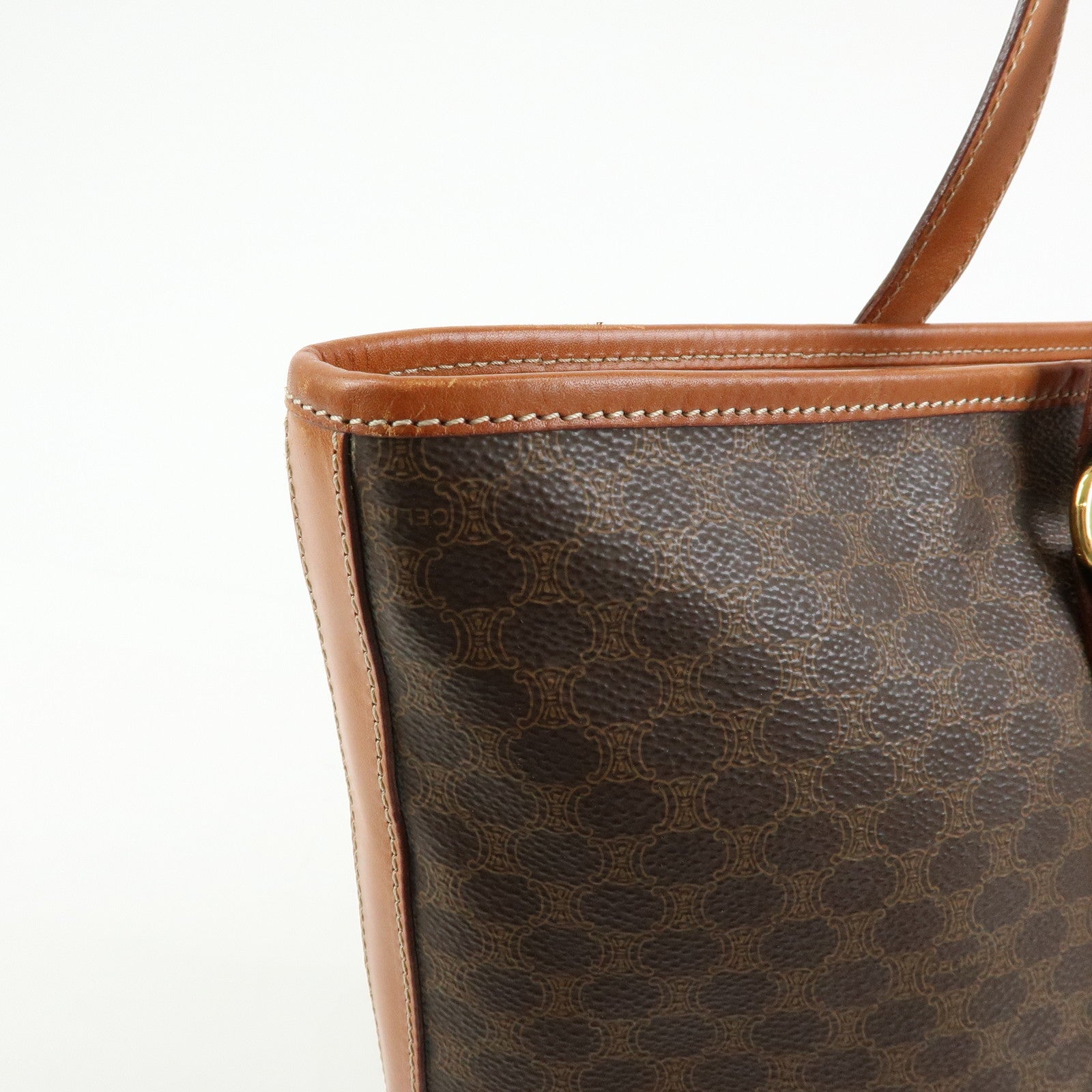 CELINE Macadam PVC Leather Tote Bag Shoulder Bag Brown