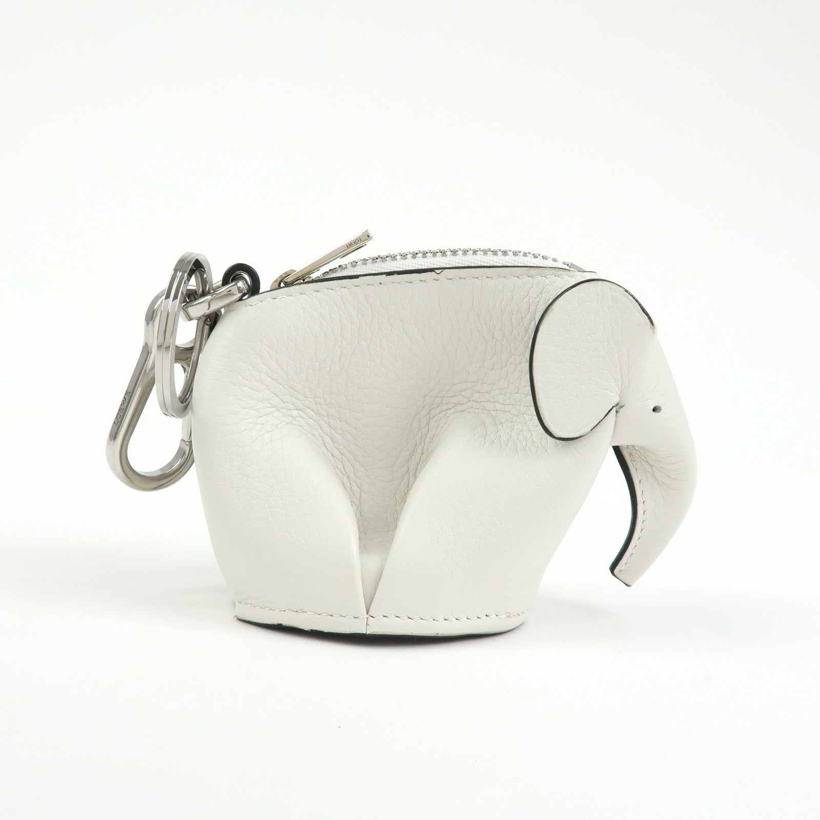 LOEWE Calf Leather Elephant Coin Case Coin Purse White