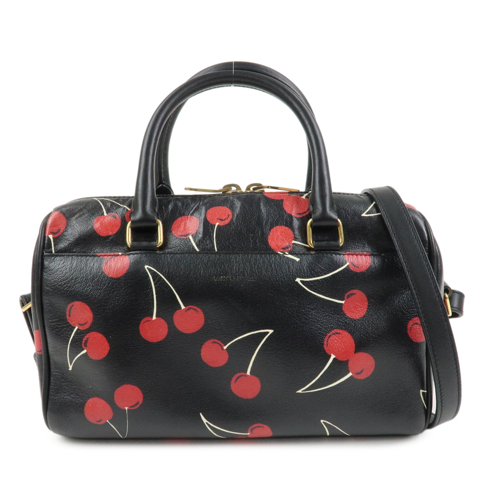 SAINT LAURENT PARIS Baby Duffle Leather Cherry 2Way Hand Bag 330958