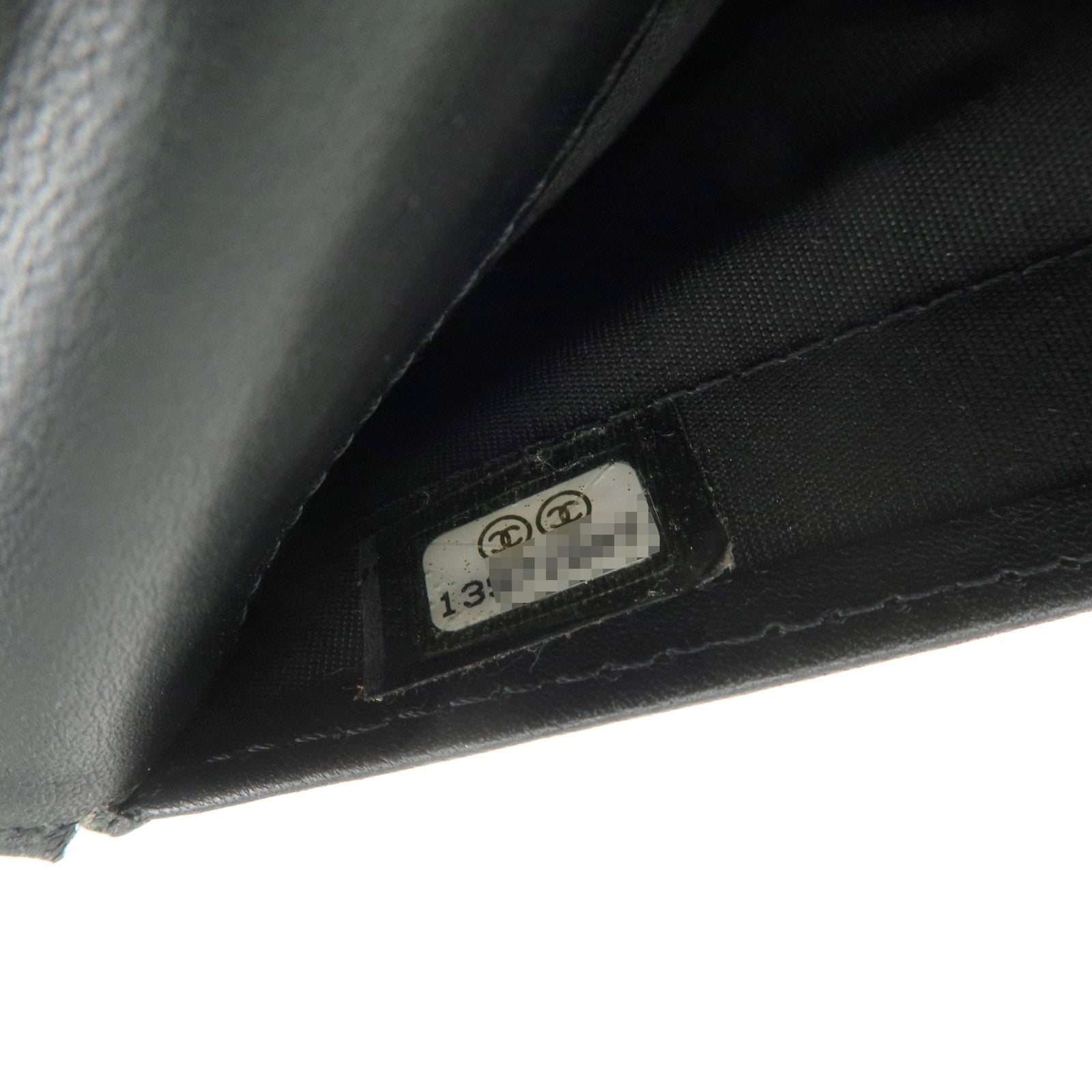 CHANEL Seburga COCO Mark Caviarskin Bi-fold Long Wallet Black
