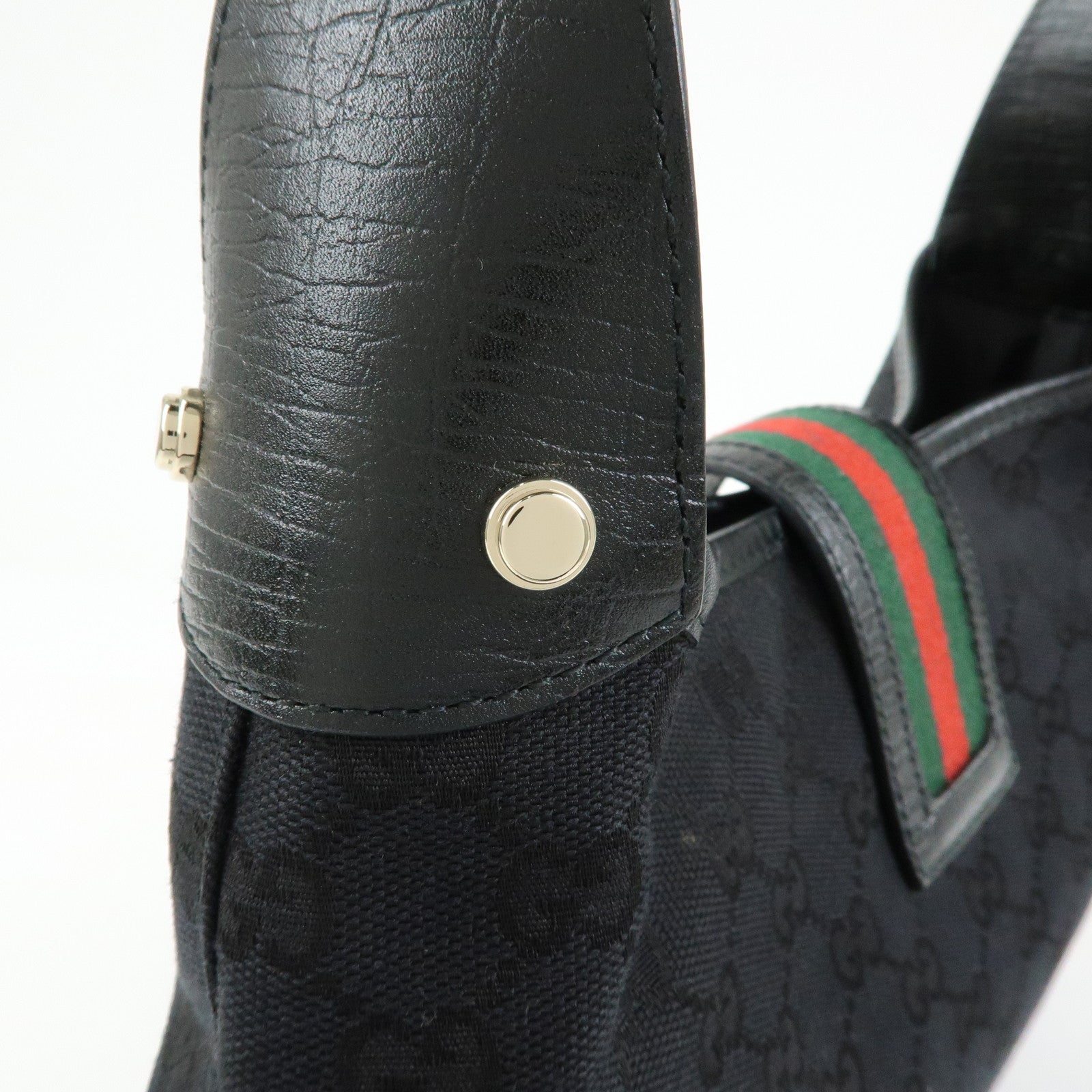 GUCCI Sherry GG Canvas Leather Shoulder Bag Hand Bag Black 130779