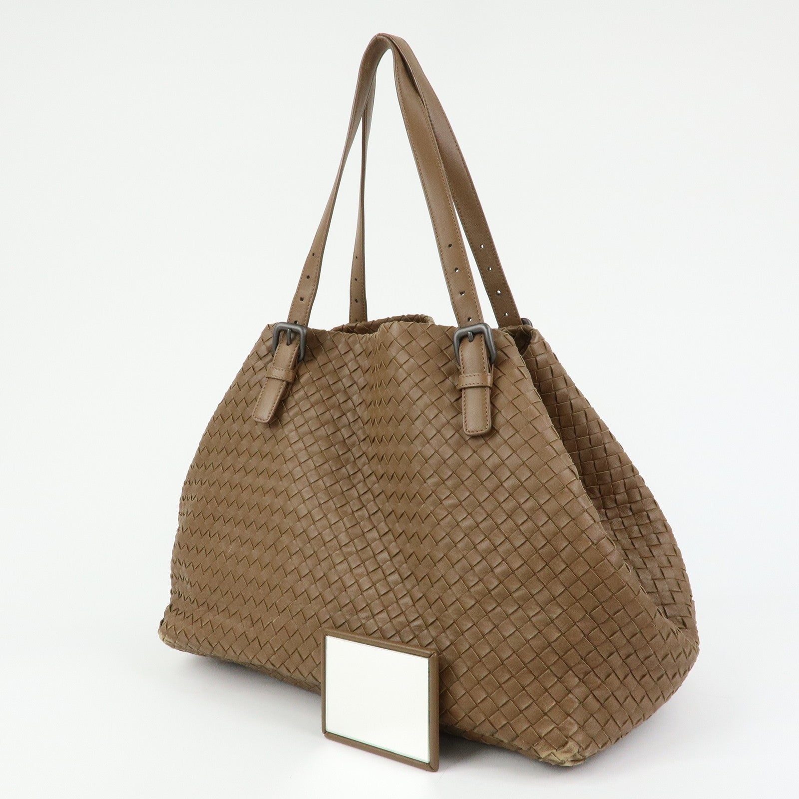 BOTTEGA VENETA Cesta Intrecciato Leather Shoulder Tote Bag Brown