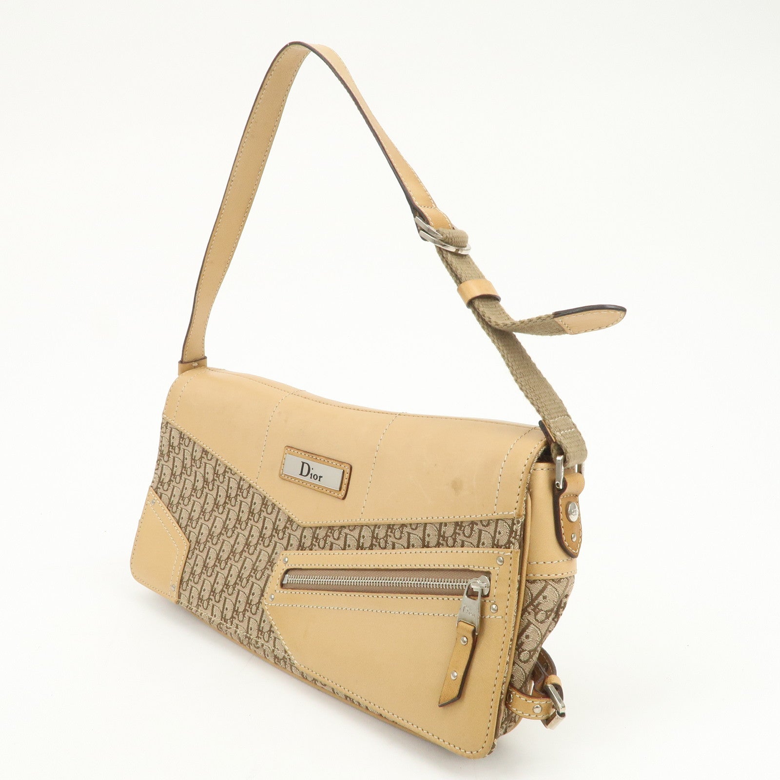 Christian Dior Trotter Street Chic Canvas Leather Shoulder Bag