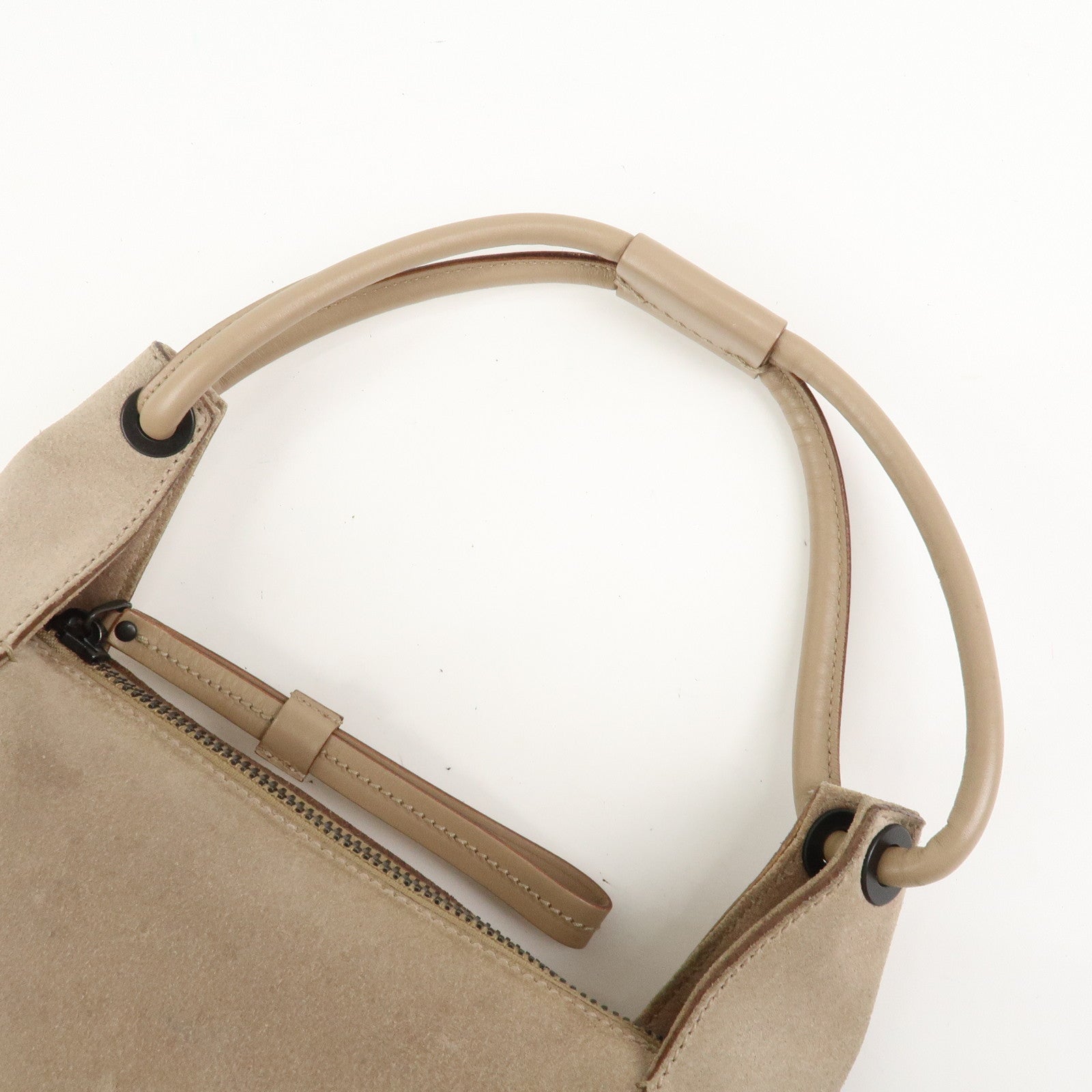 GUCCI Logo Suede Shoulder Bag Hand Bag Beige 101333