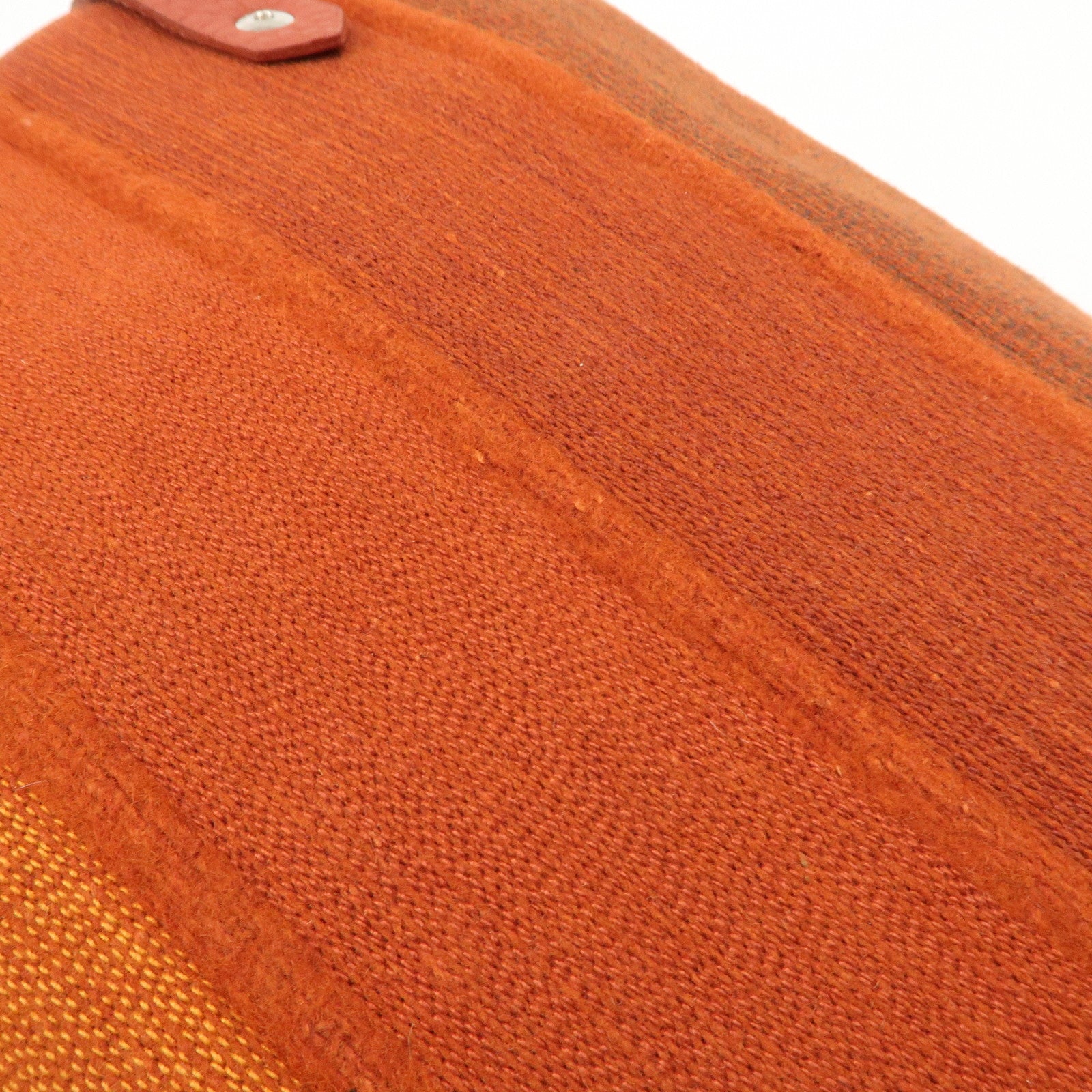 HERMES Amedaba PM Wool Canvas Leather Mini Tote Hand Bag Orange