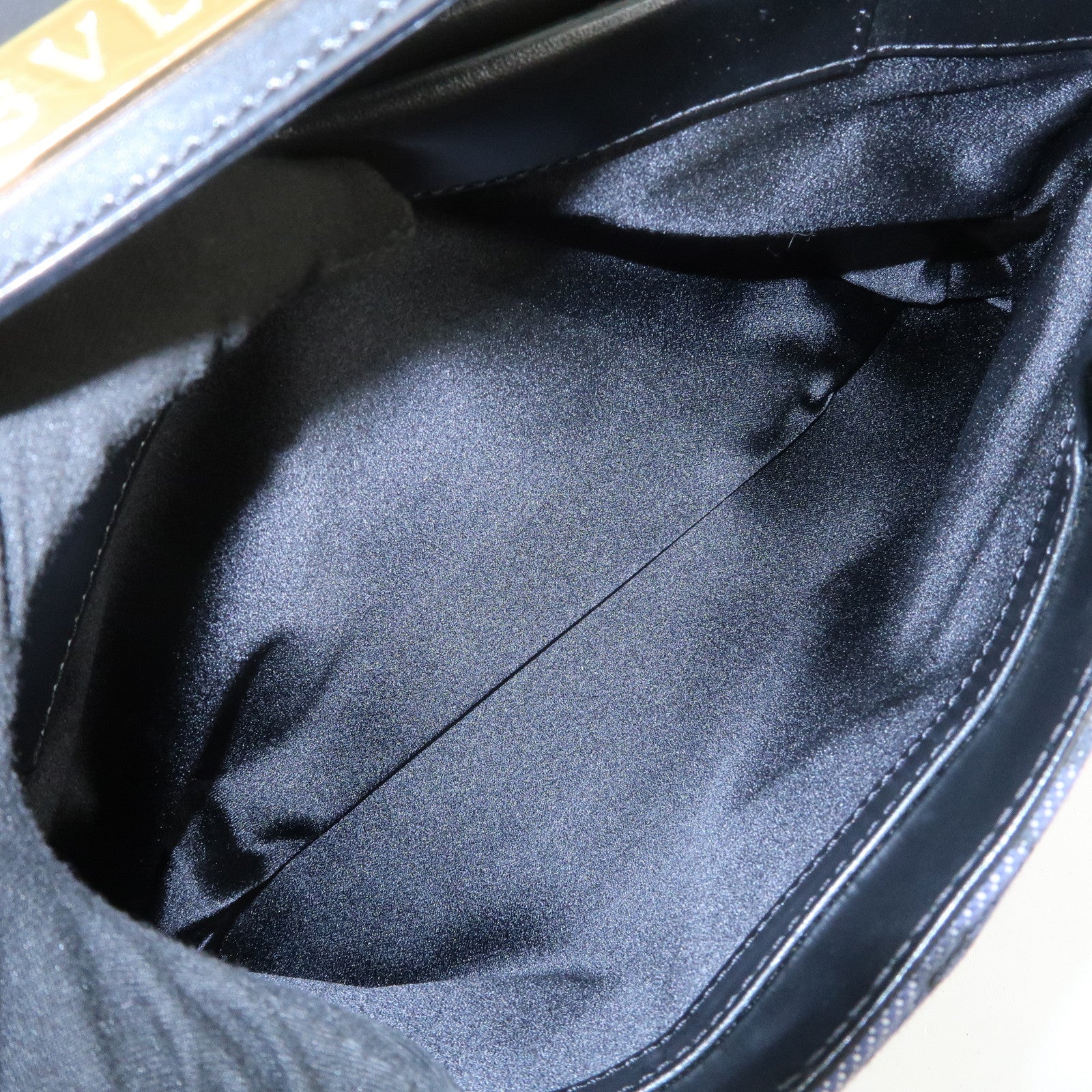 BVLGARI Logo Mania Denim Leather Shoulder Bag Hand Bag Blue Black