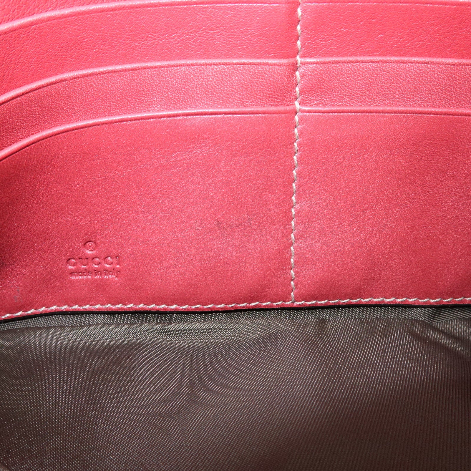 GUCCI Guccissima Leather Cosmetic Case Pouch Wrist Bag Red 203650