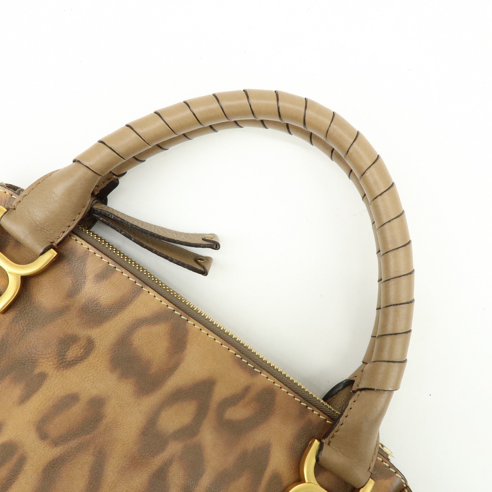 Chloe Marcie Leather Hand Bag Leopard Brown Limited Edition