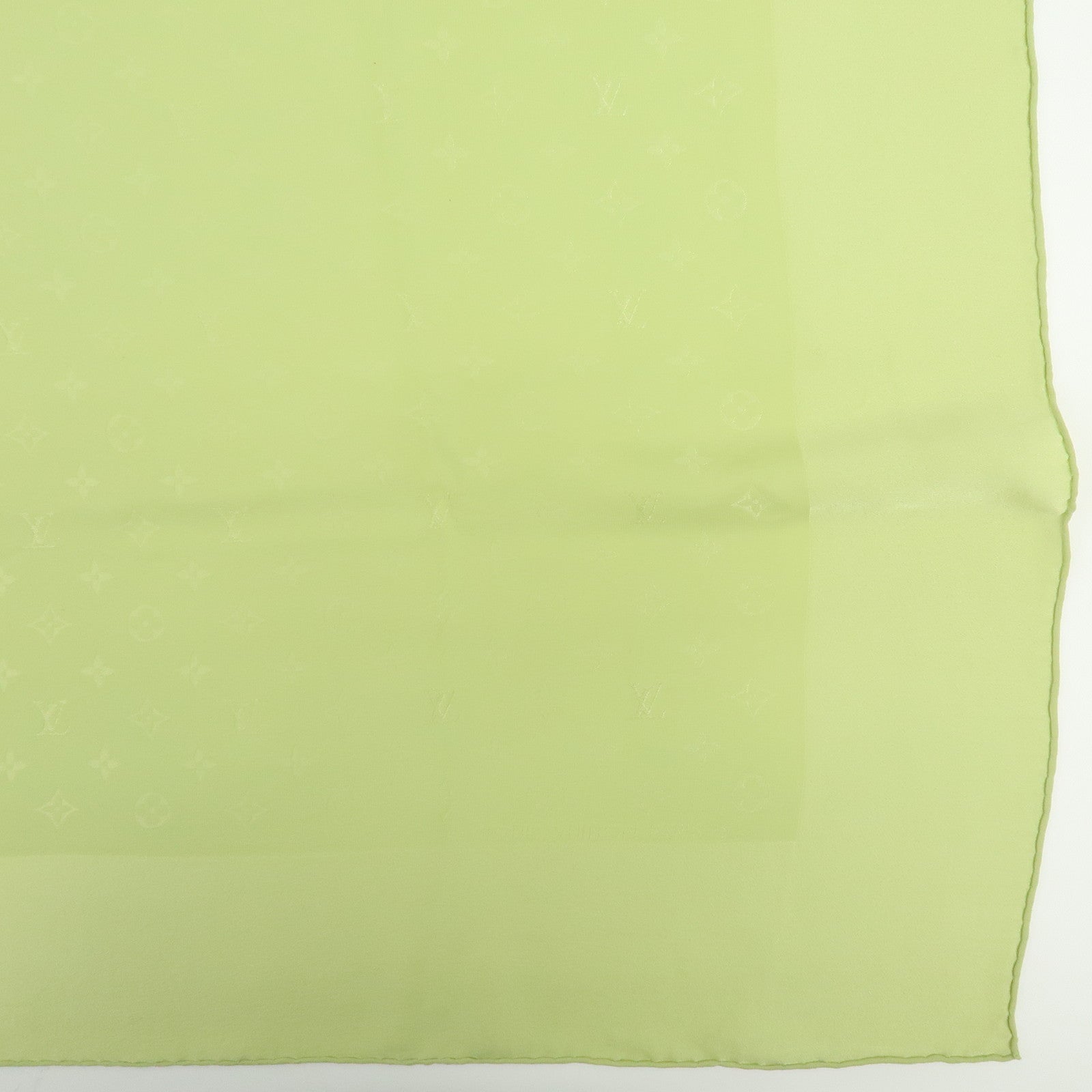 Louis Vuitton Monogram Shine Silk 100% Scarf Shawl Light Green