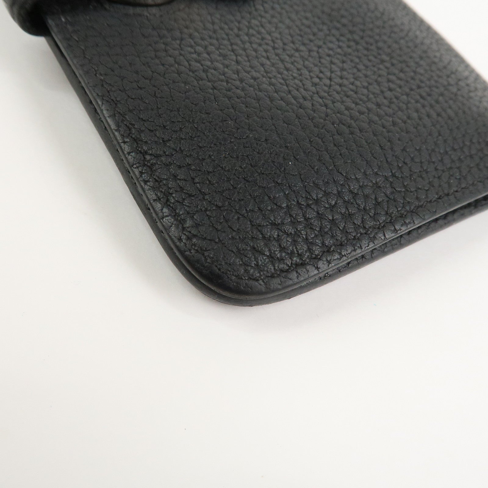 HERMES Dogon Togo Leather Compact Wallet Y Stamped Black