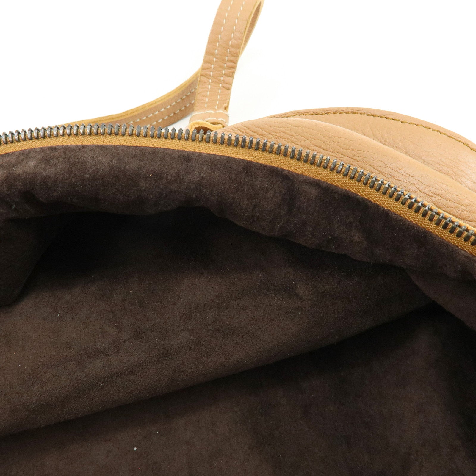 BOTTEGA VENETA Calf Leather Boston Bag Hand Bag Brown