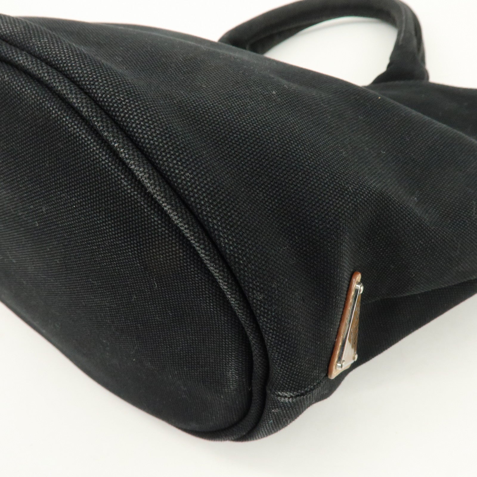 PRADA Triangle Logo Canapa Canvas 2Way Bag Tote Bag Black 1BG186